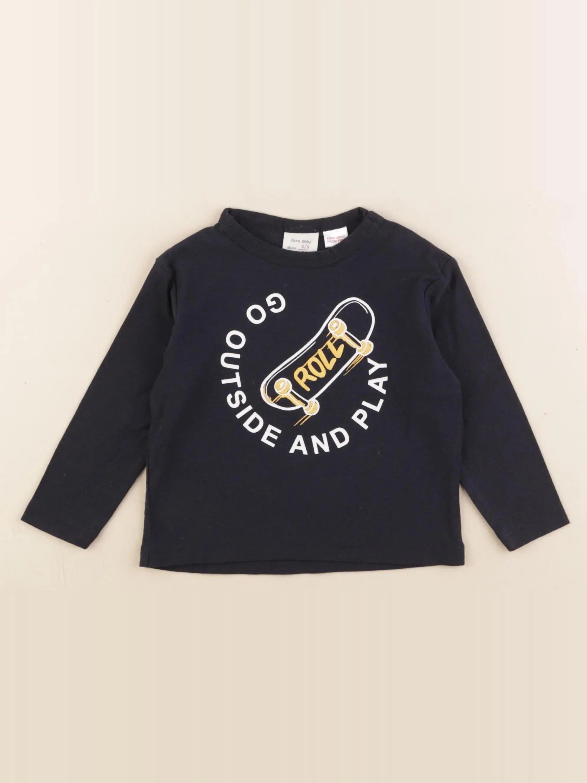 Zara - tee-shirt bleu - 6/9 mois