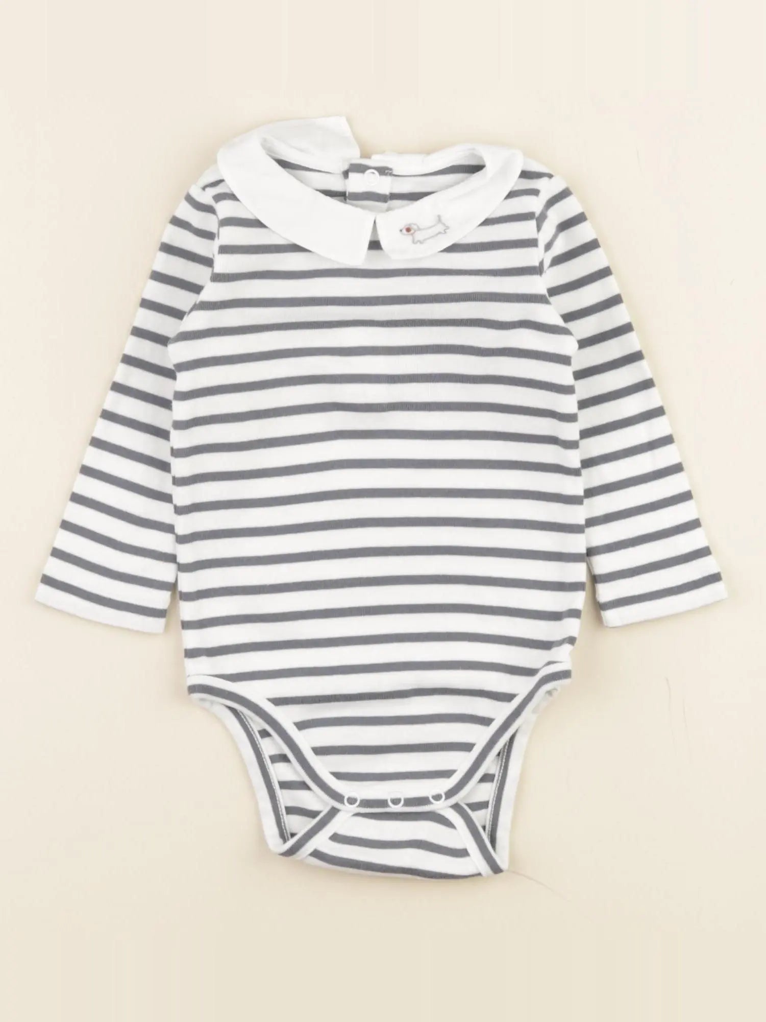 Jacadi - body à col blanc, gris - 6 mois