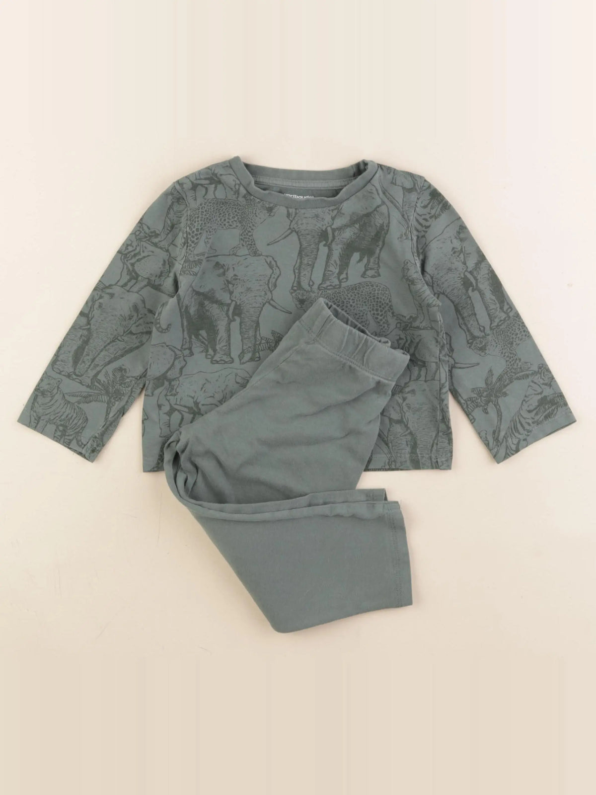 Vertbaudet - pyjama coton vert - 2 ans