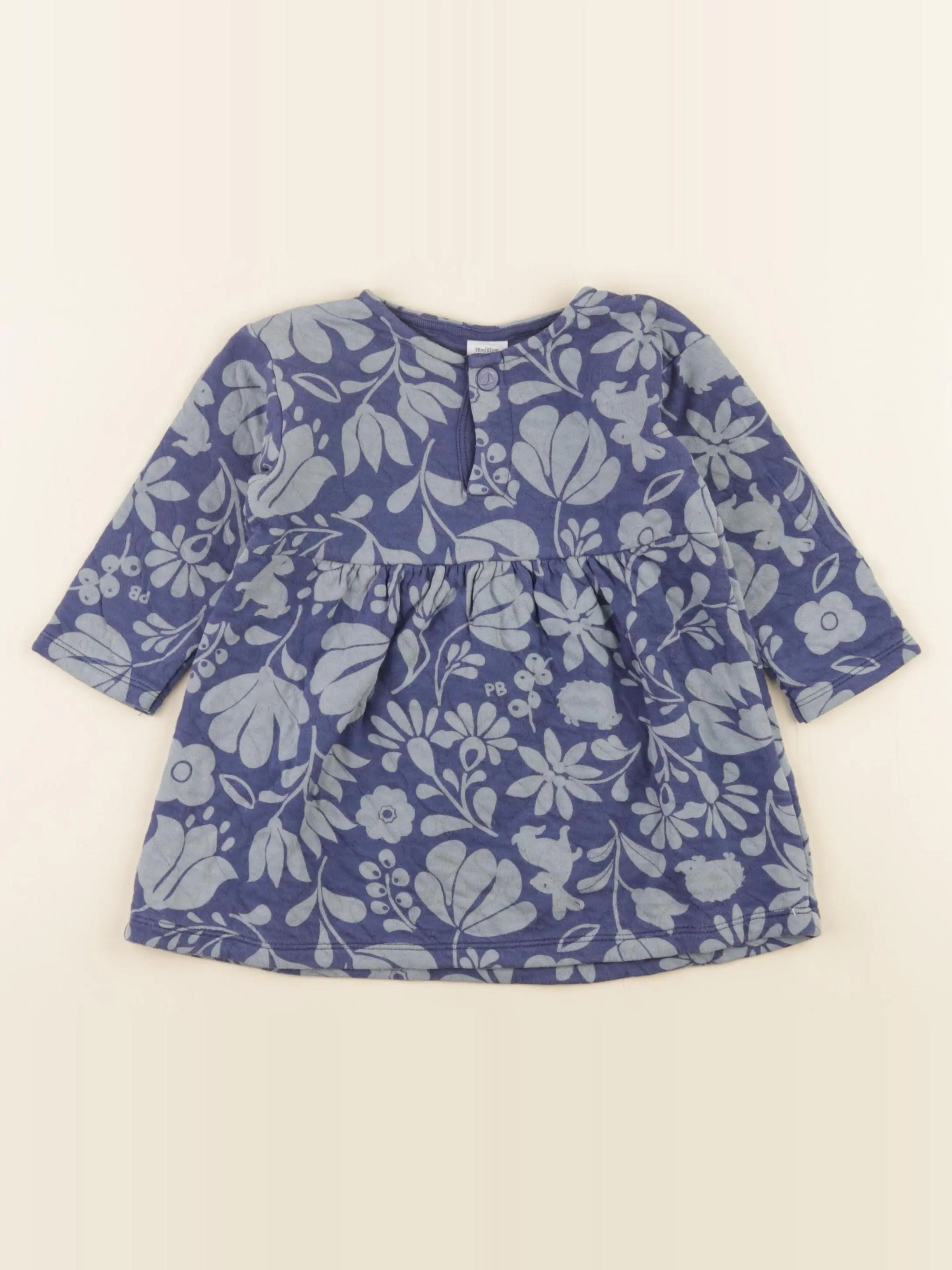 Petit Bateau - robe bleu - 18 mois