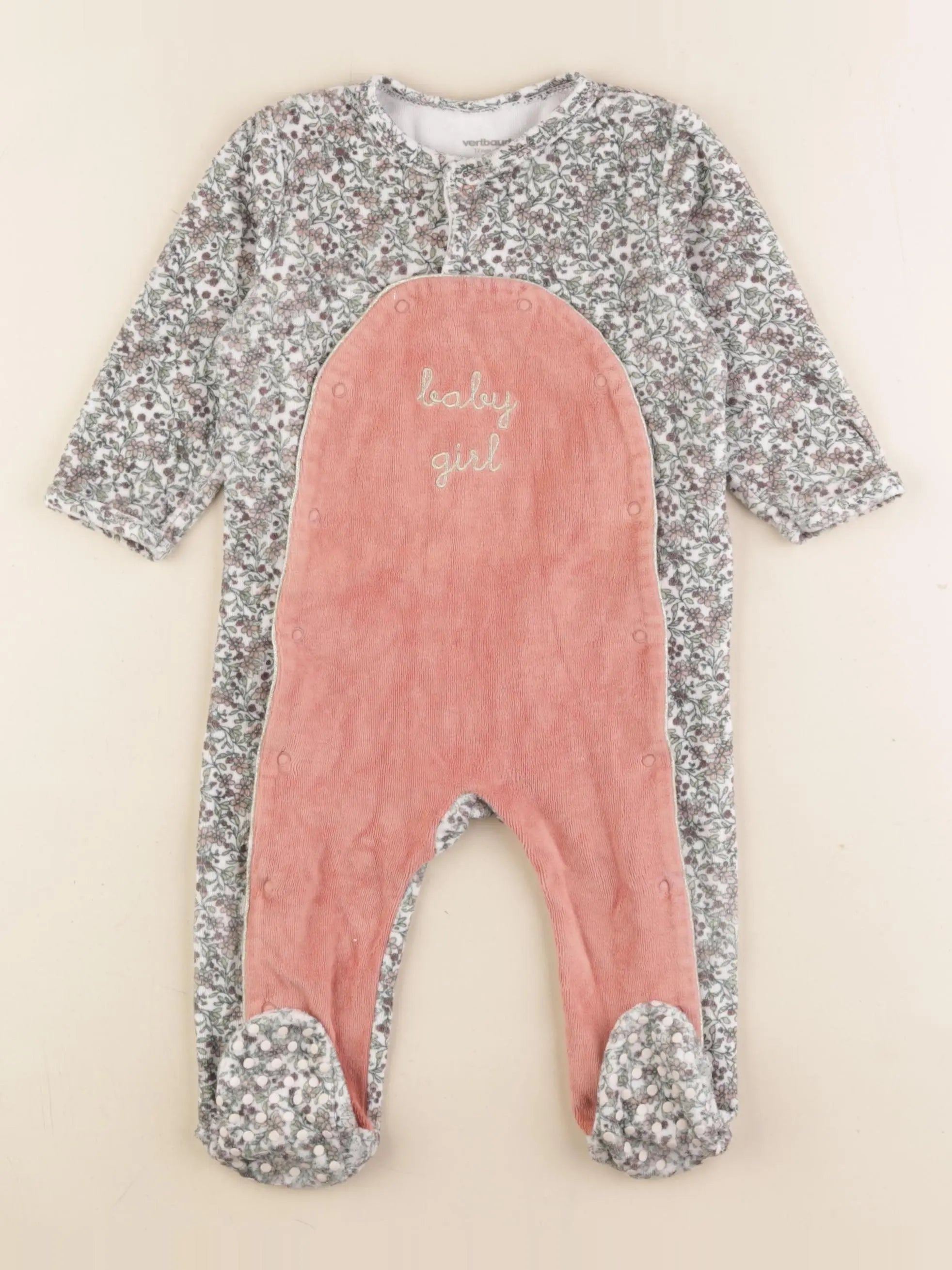 Vertbaudet - pyjama velours multicolore - 12 mois