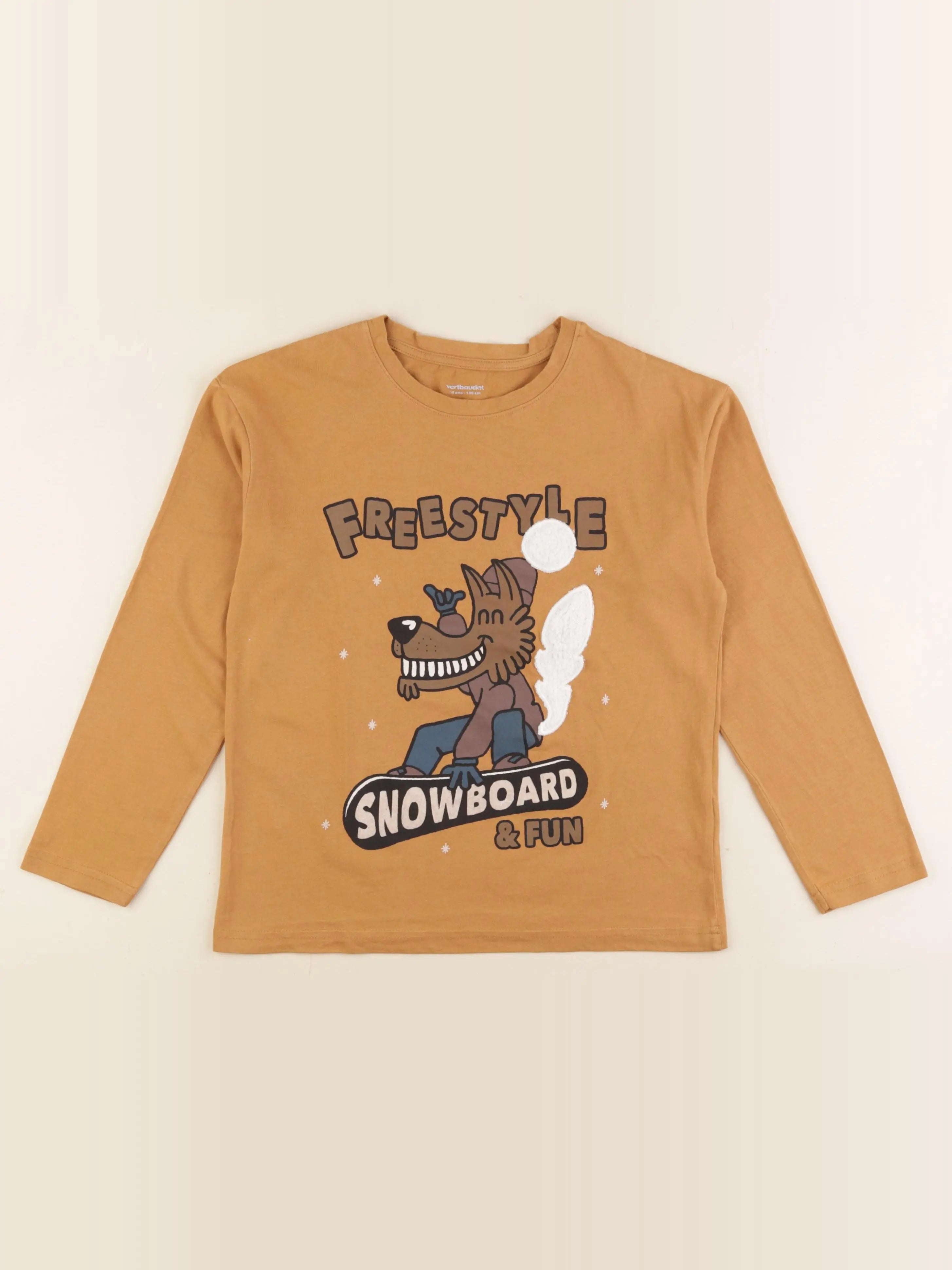 Vertbaudet - tee-shirt marron - 10 ans