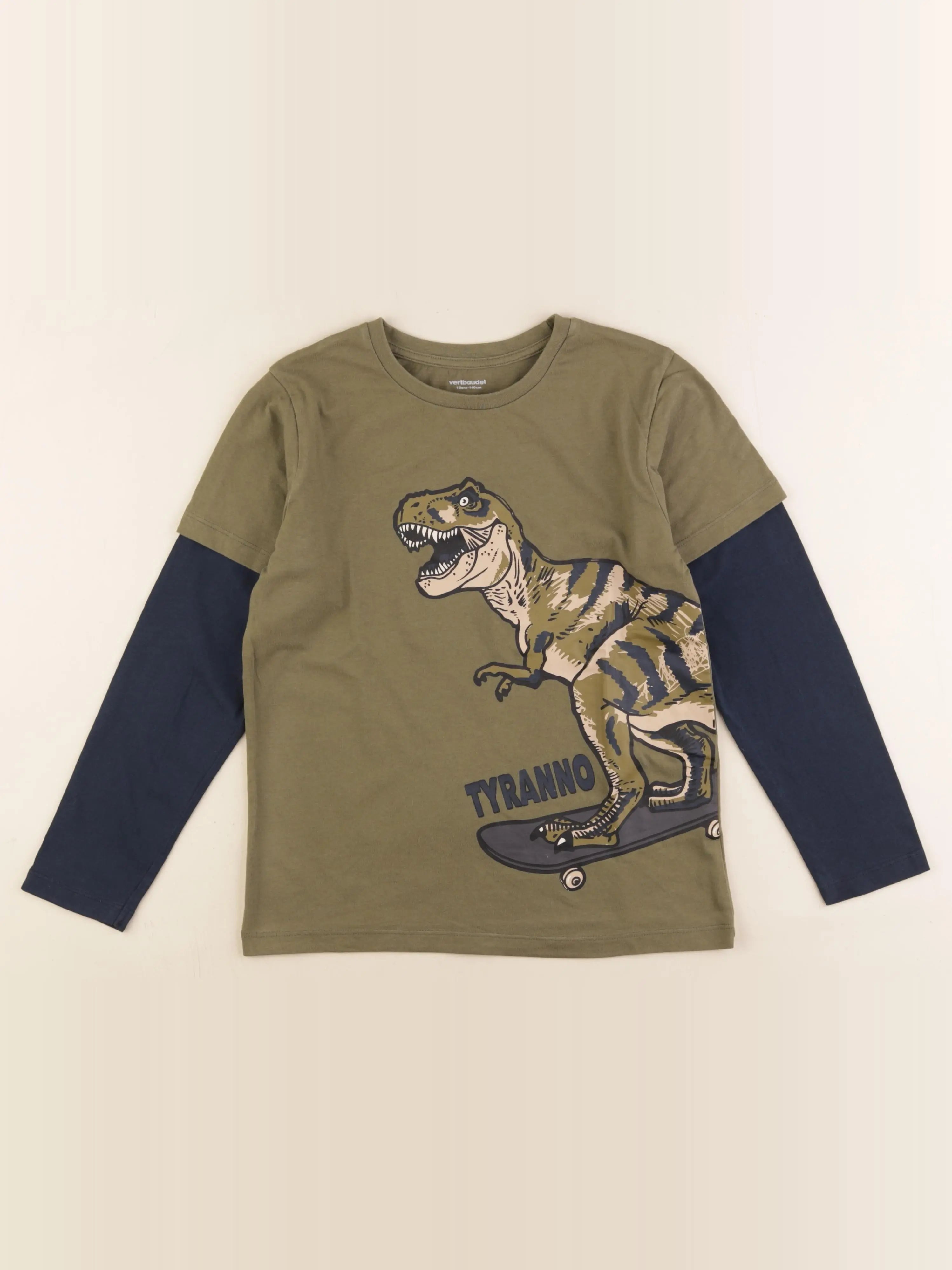 Vertbaudet - tee-shirt vert, bleu - 10 ans