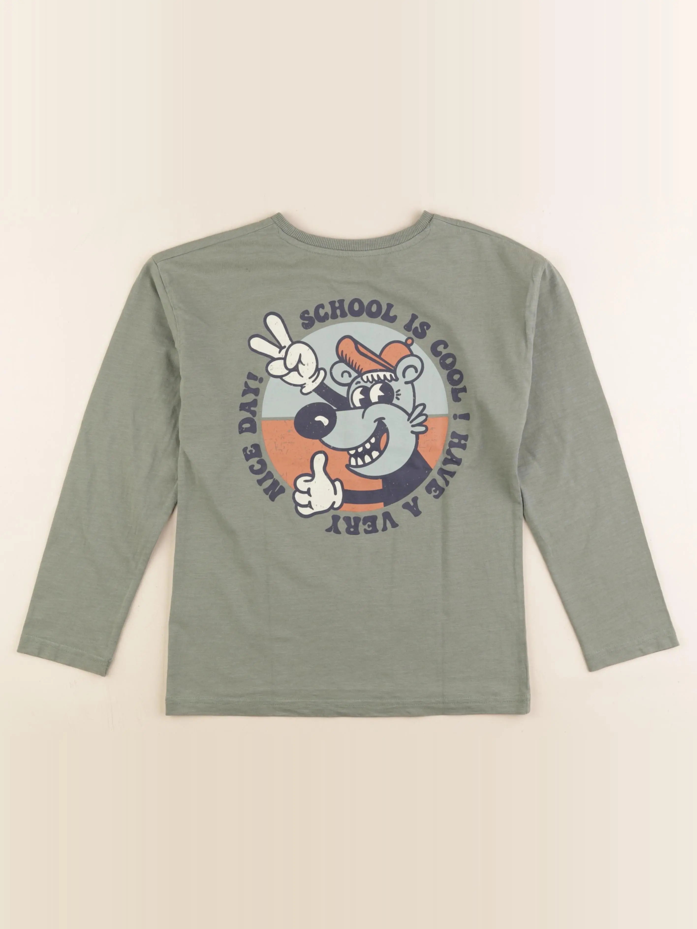 Vertbaudet - tee-shirt imprimé au dos vert - 10 ans