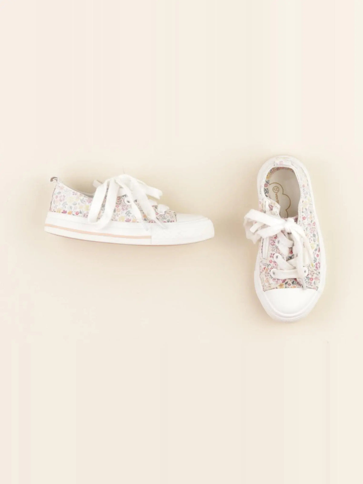 Vertbaudet - tennis à scratch/ lacets multicolore - pointure 25