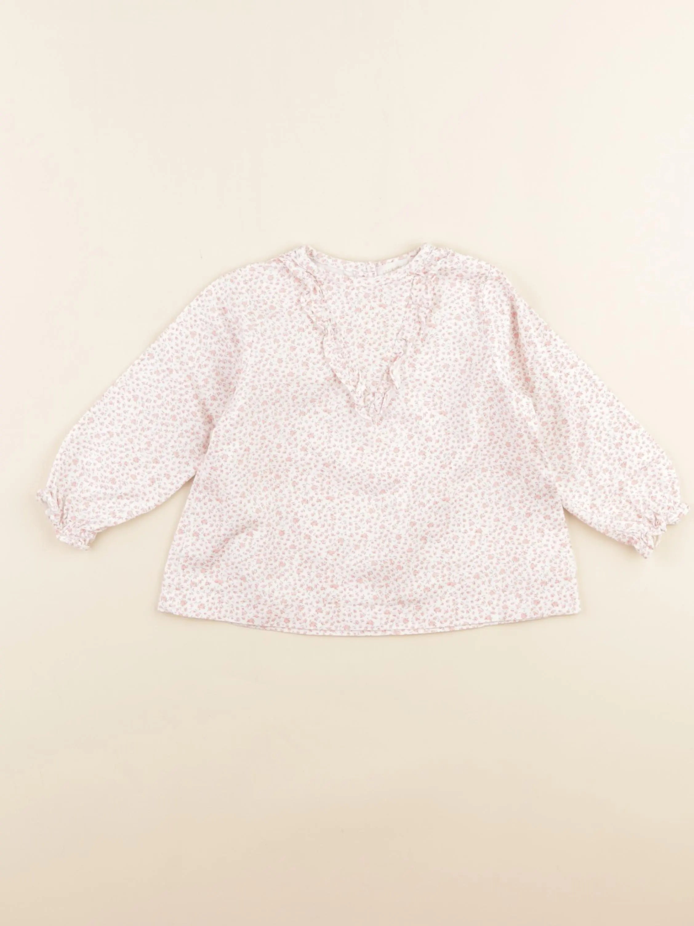 Les Enfantines - blouse blanc, rose - 12 mois