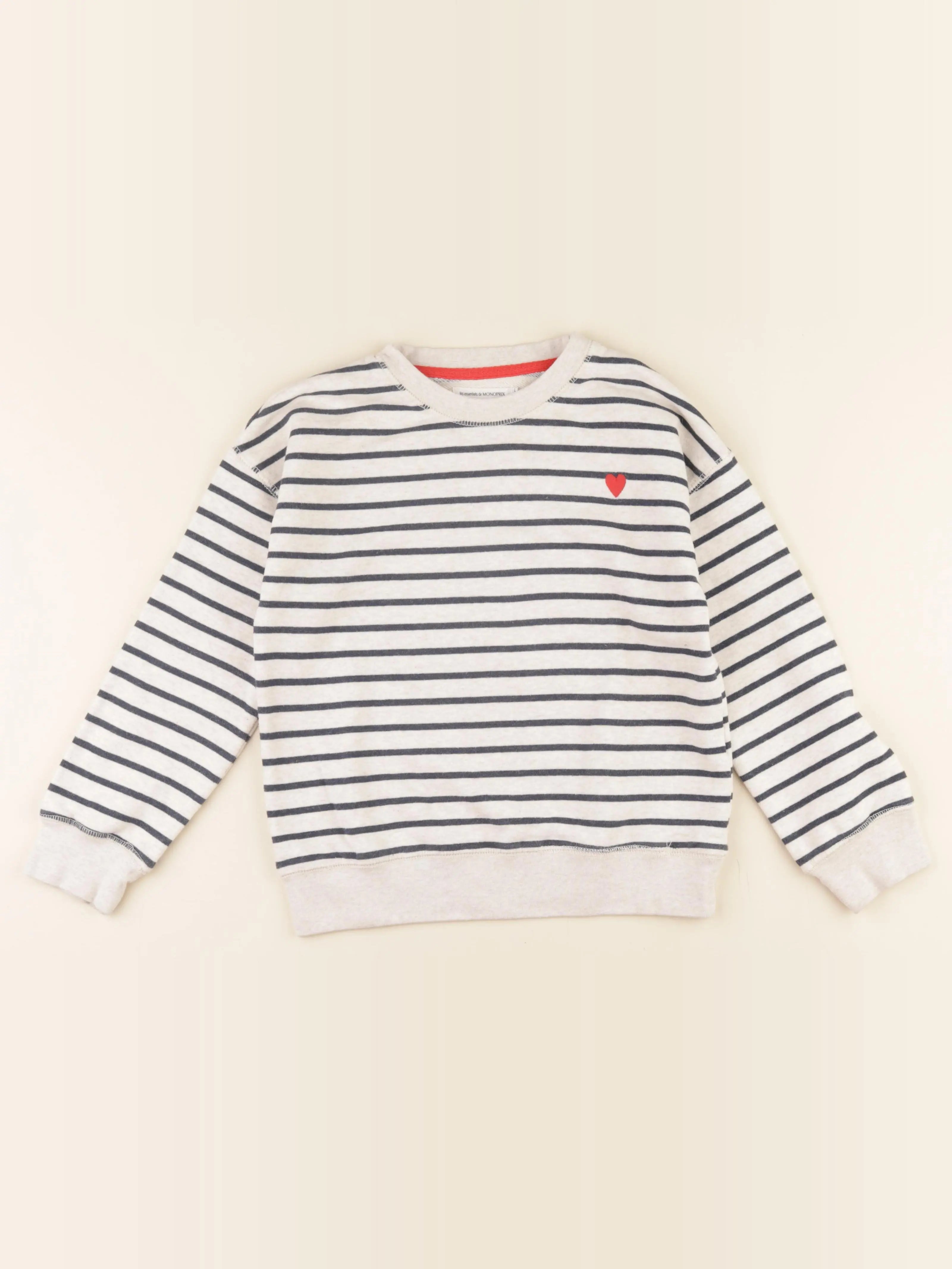 Monoprix - sweat bleu, beige - 10 ans