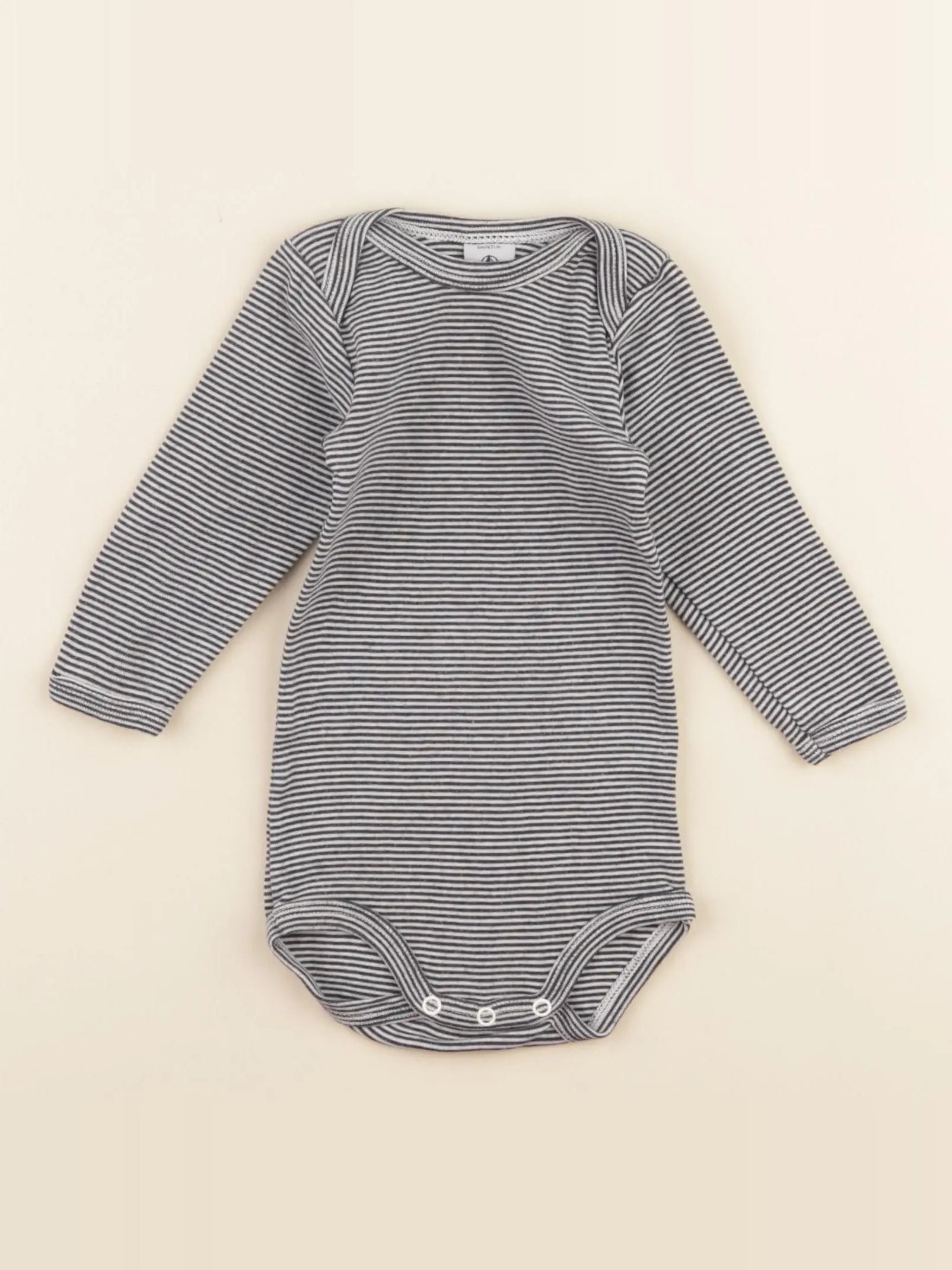 Petit Bateau - body blanc, bleu - 6 mois