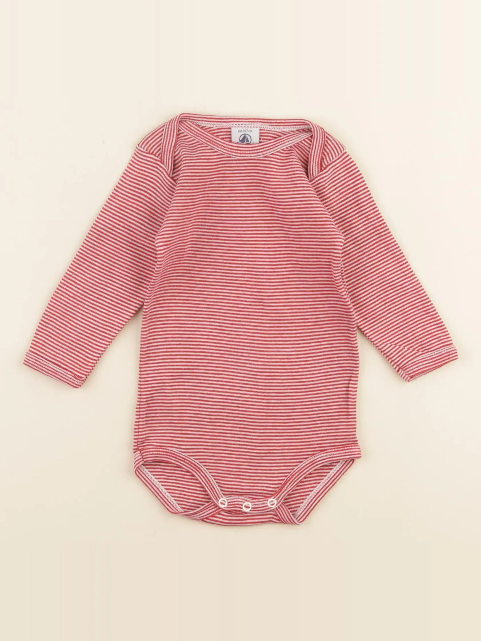 Petit Bateau - body blanc, rouge - 6 mois