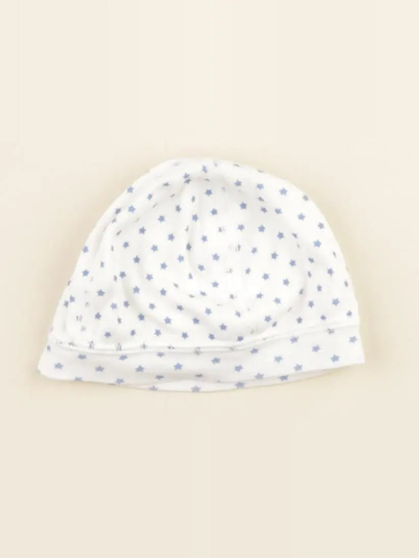 Petit Bateau - bonnet de naissance blanc, bleu - 0 mois