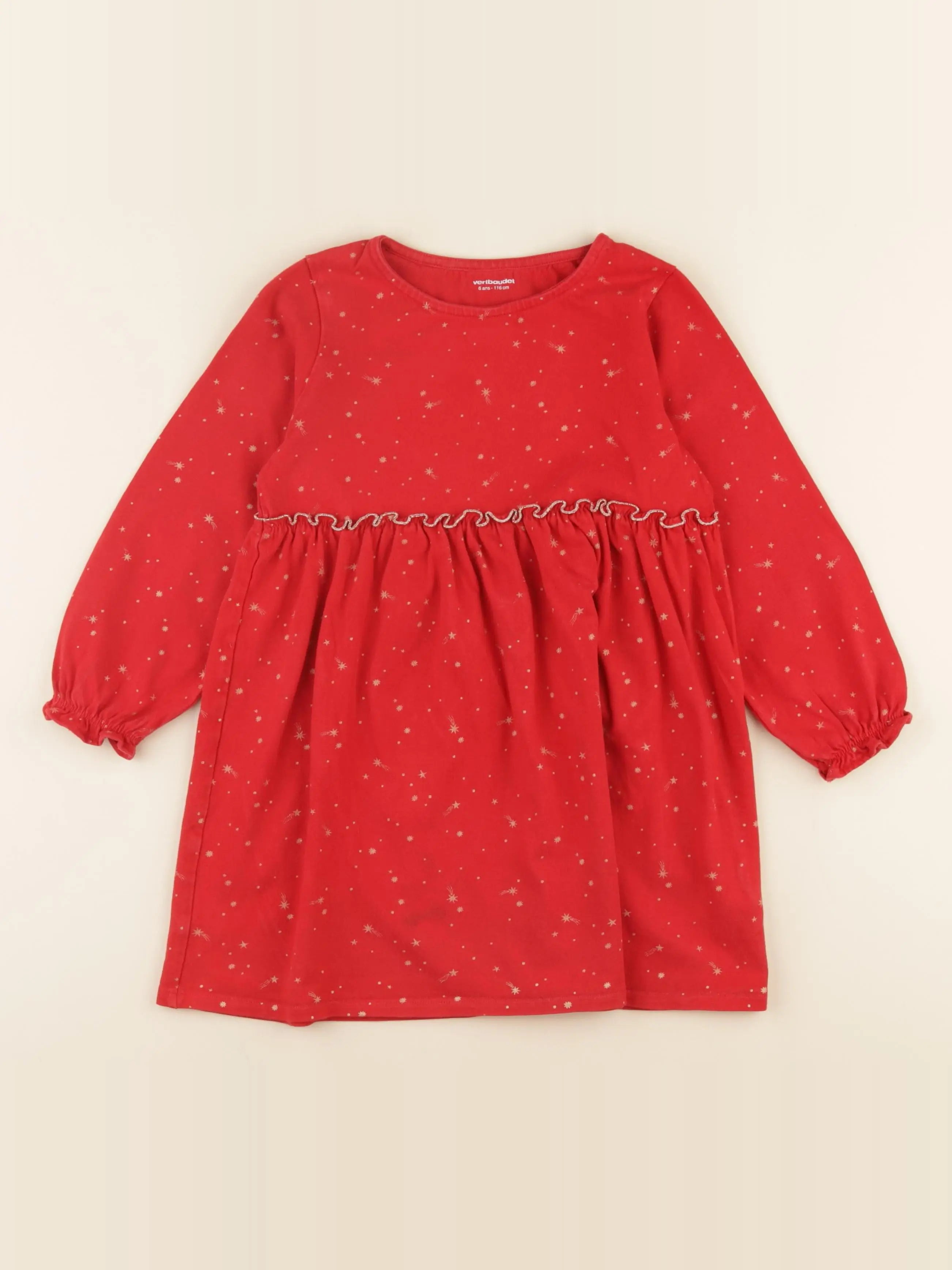 Vertbaudet - robe rouge, or - 6 ans