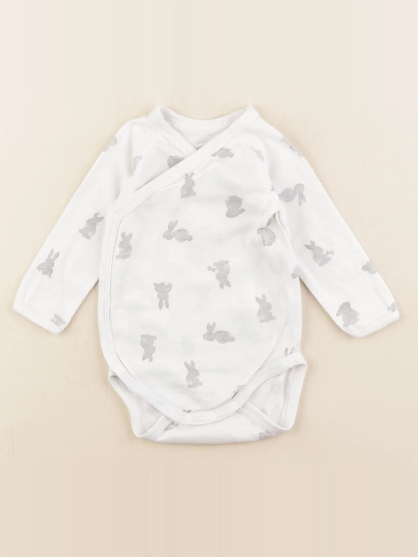 Petit Bateau - body blanc, gris - 6 mois