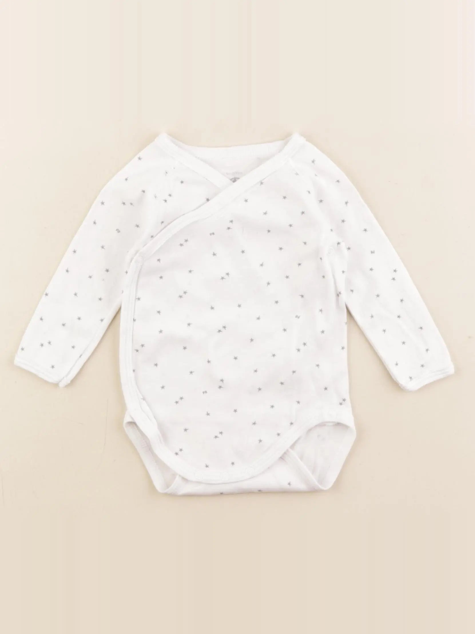 Petit Bateau - body blanc, gris - 6 mois