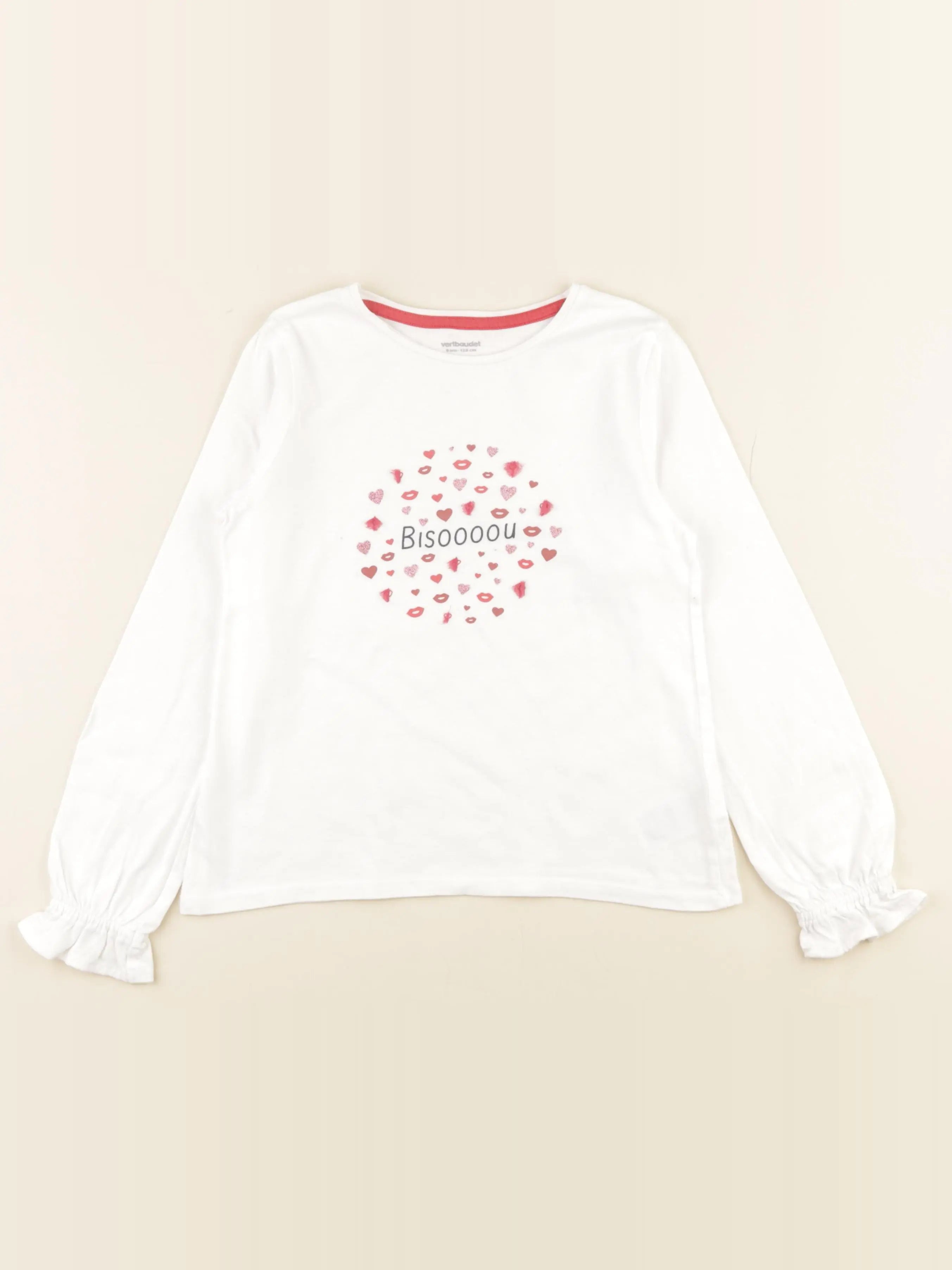 Vertbaudet - tee-shirt blanc - 8 ans
