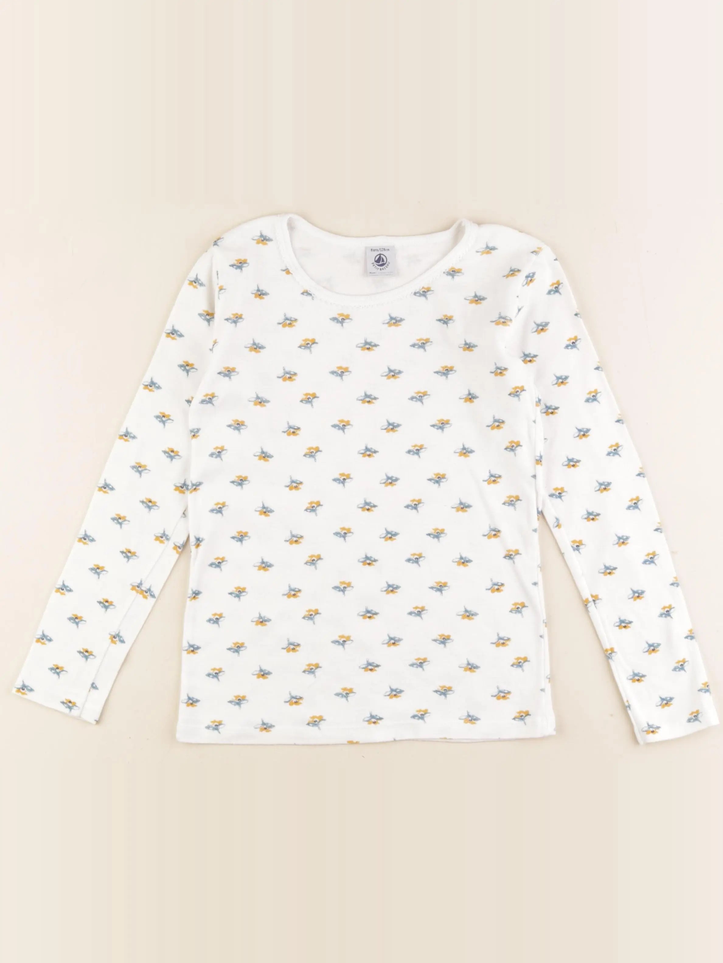 Petit Bateau - maillot de corps blanc, bleu - 8 ans