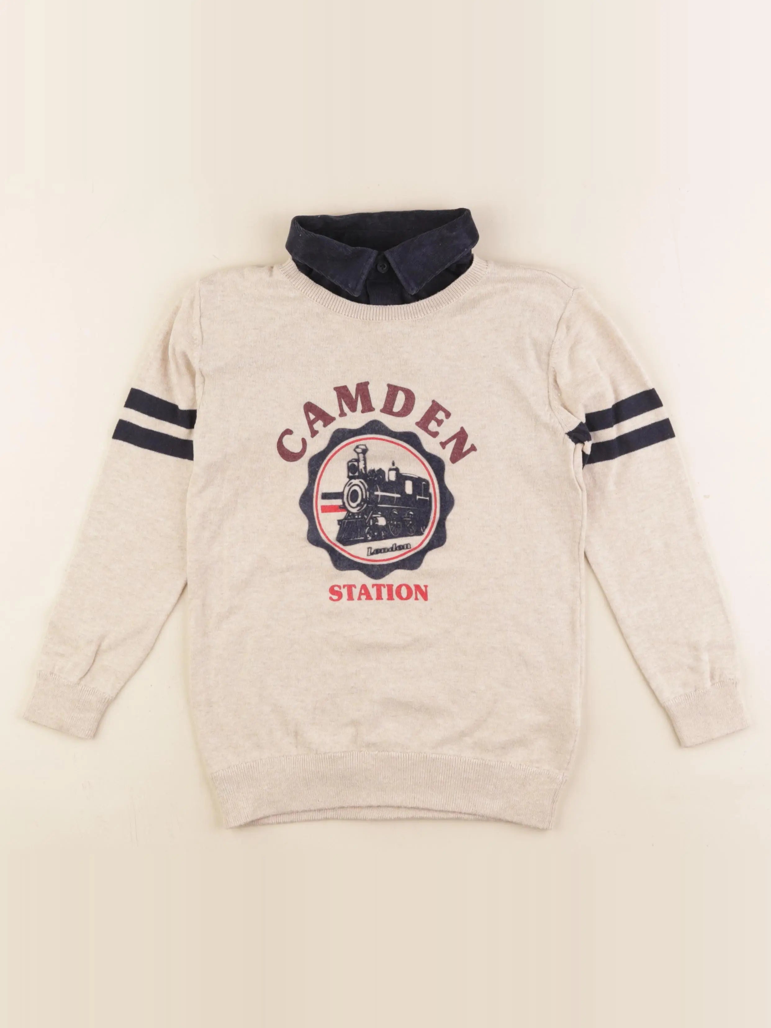 Vertbaudet - pull beige - 6 ans