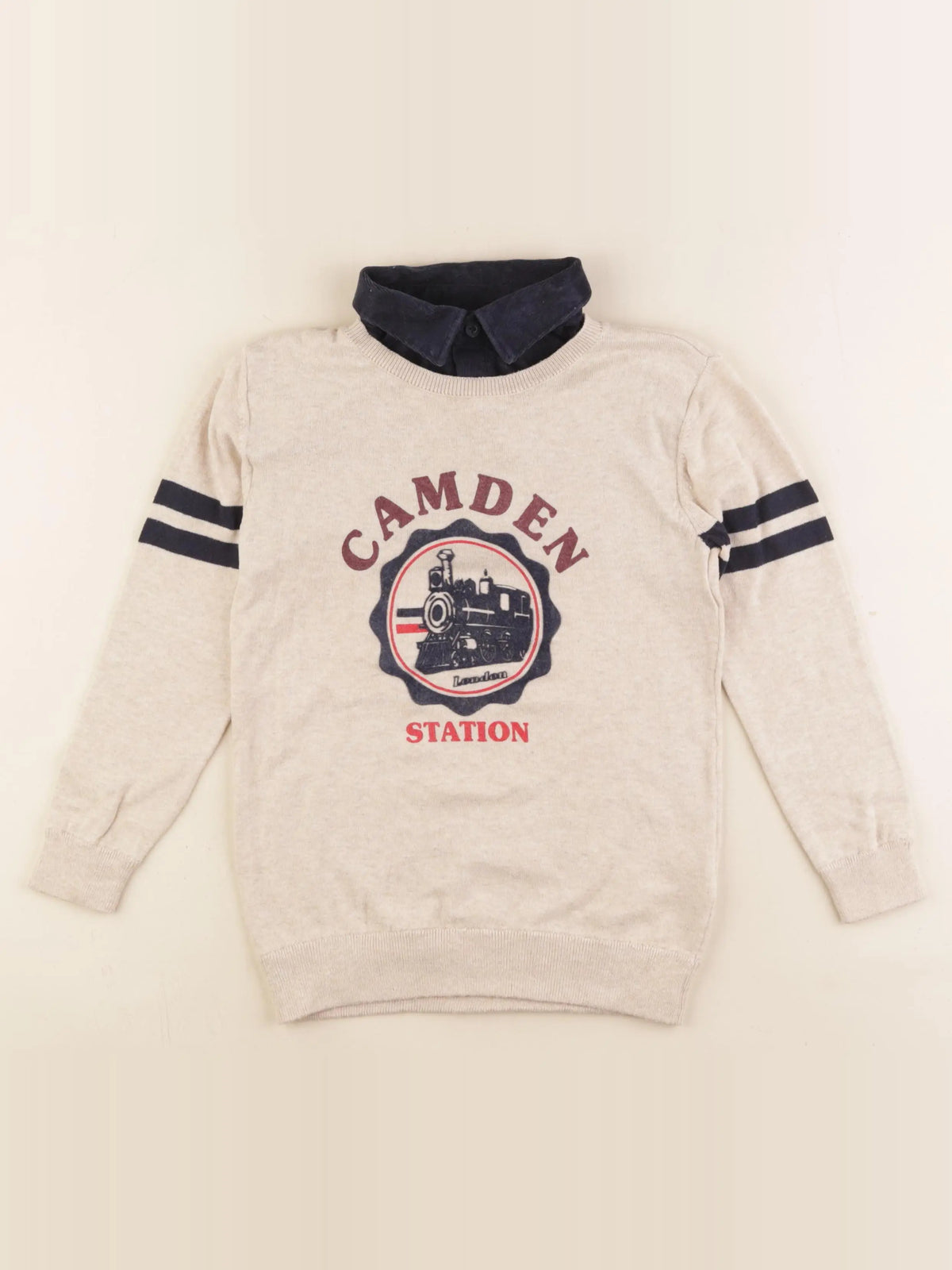 Vertbaudet - pull beige - 6 ans