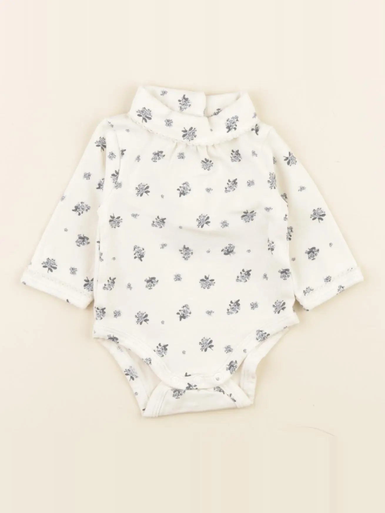 Vertbaudet - body à col blanc, bleu - 1 mois