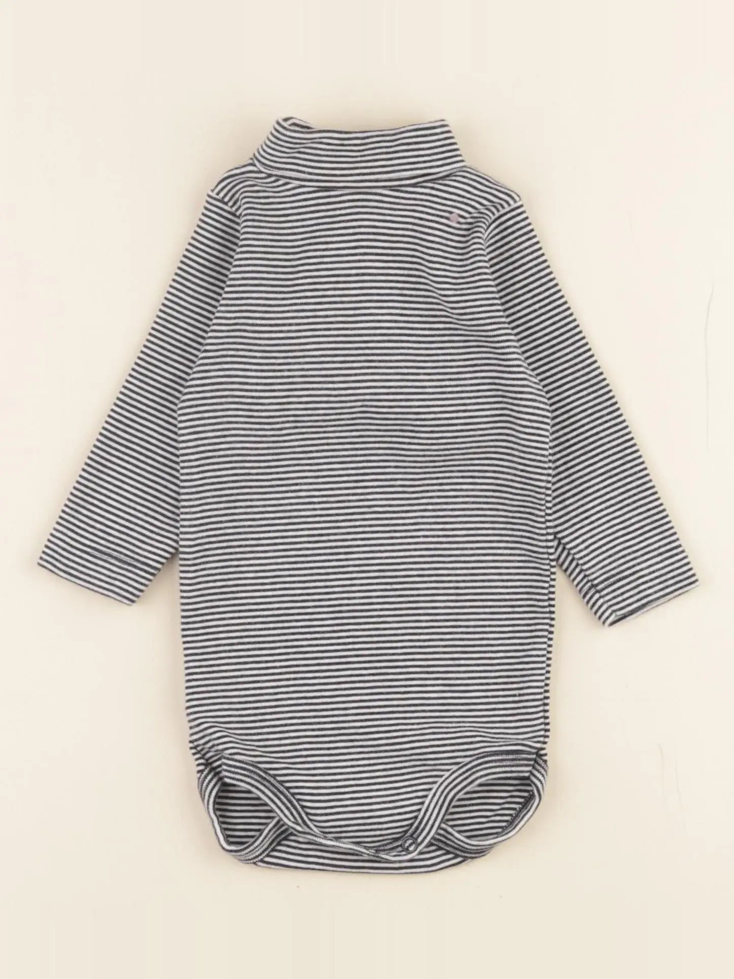 Petit Bateau - body à col blanc, bleu - 6 mois