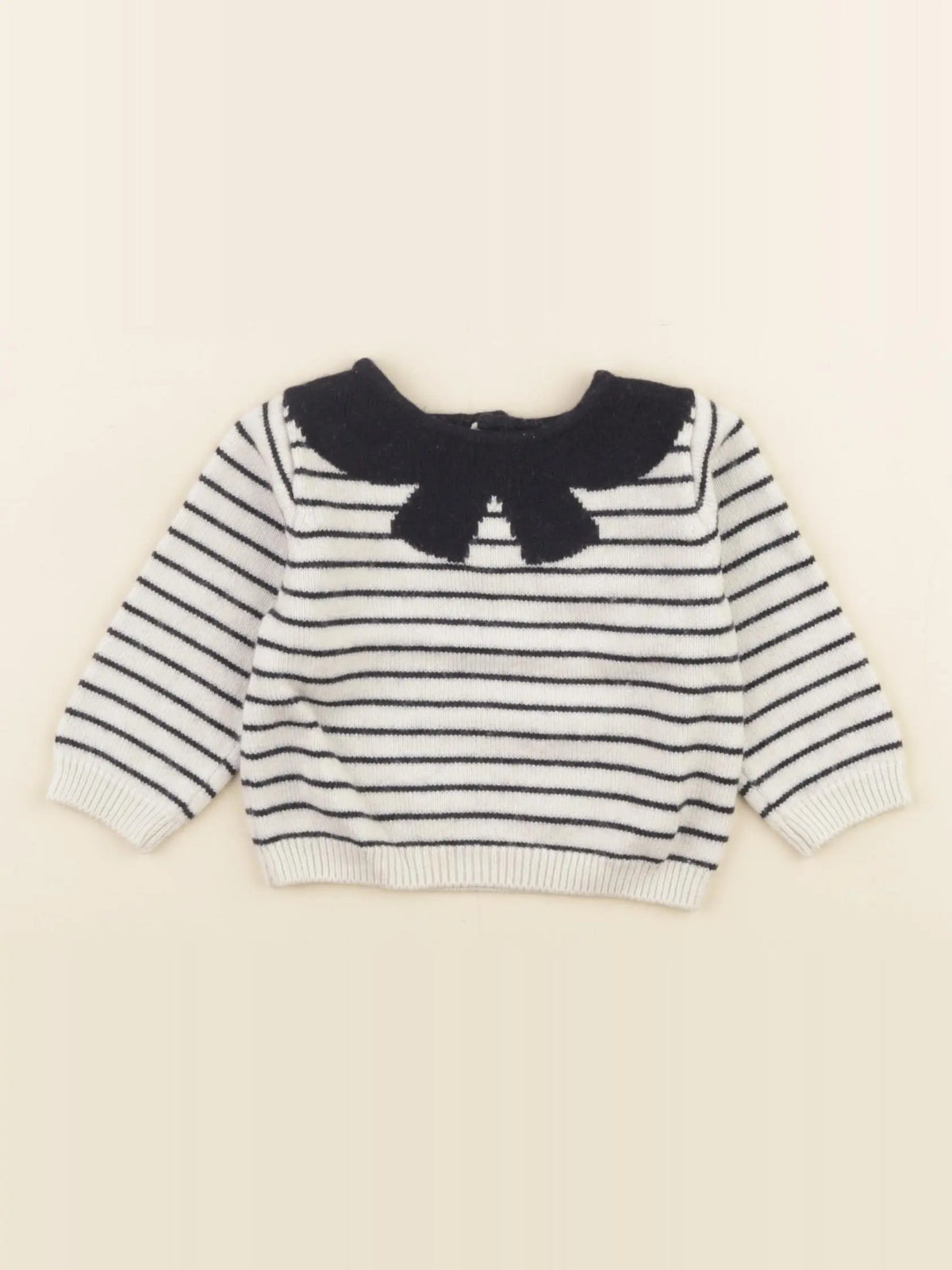 Jacadi - pull blanc, bleu - 6 mois