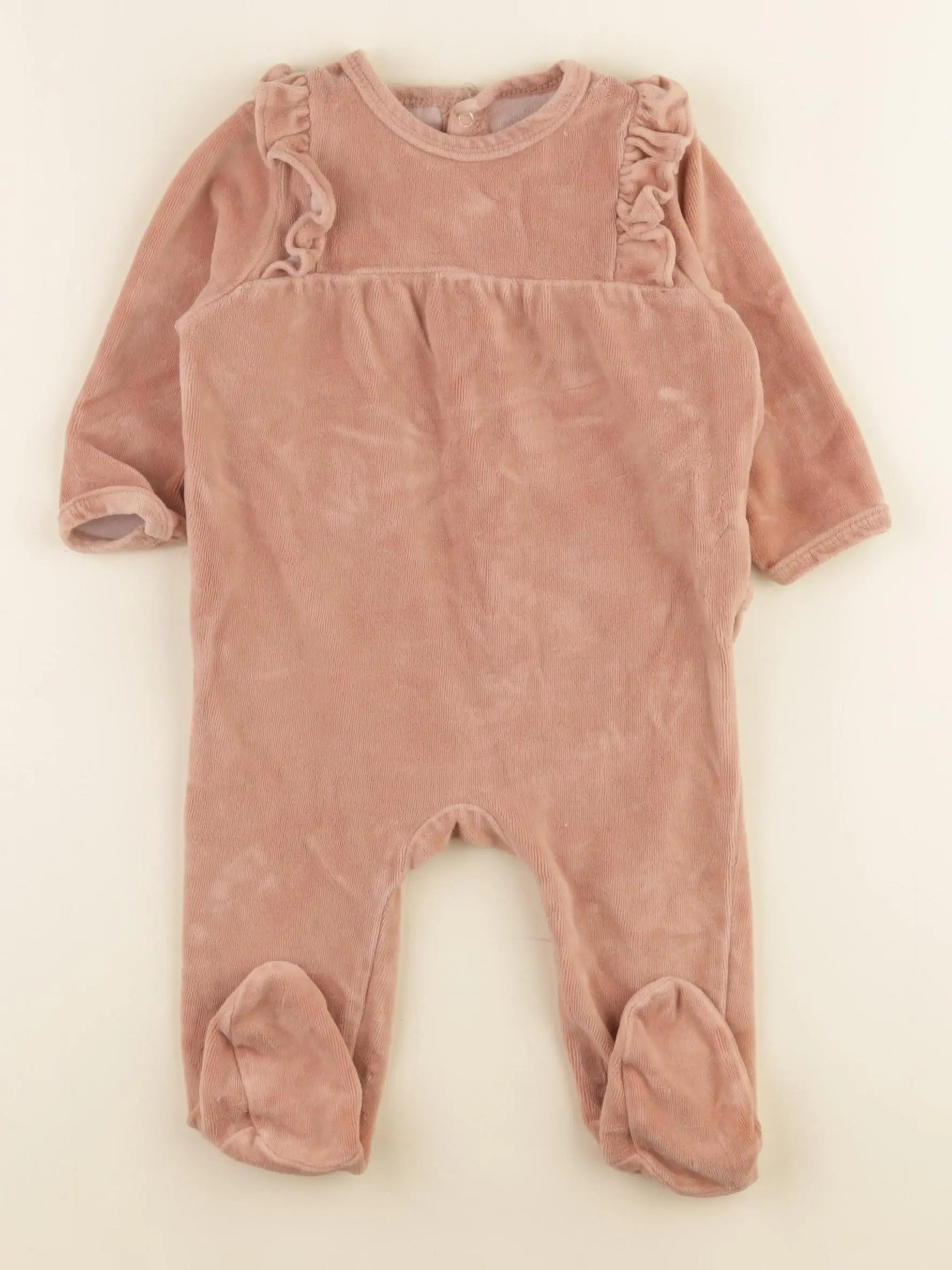 Vertbaudet - pyjama velours rose - 9 mois