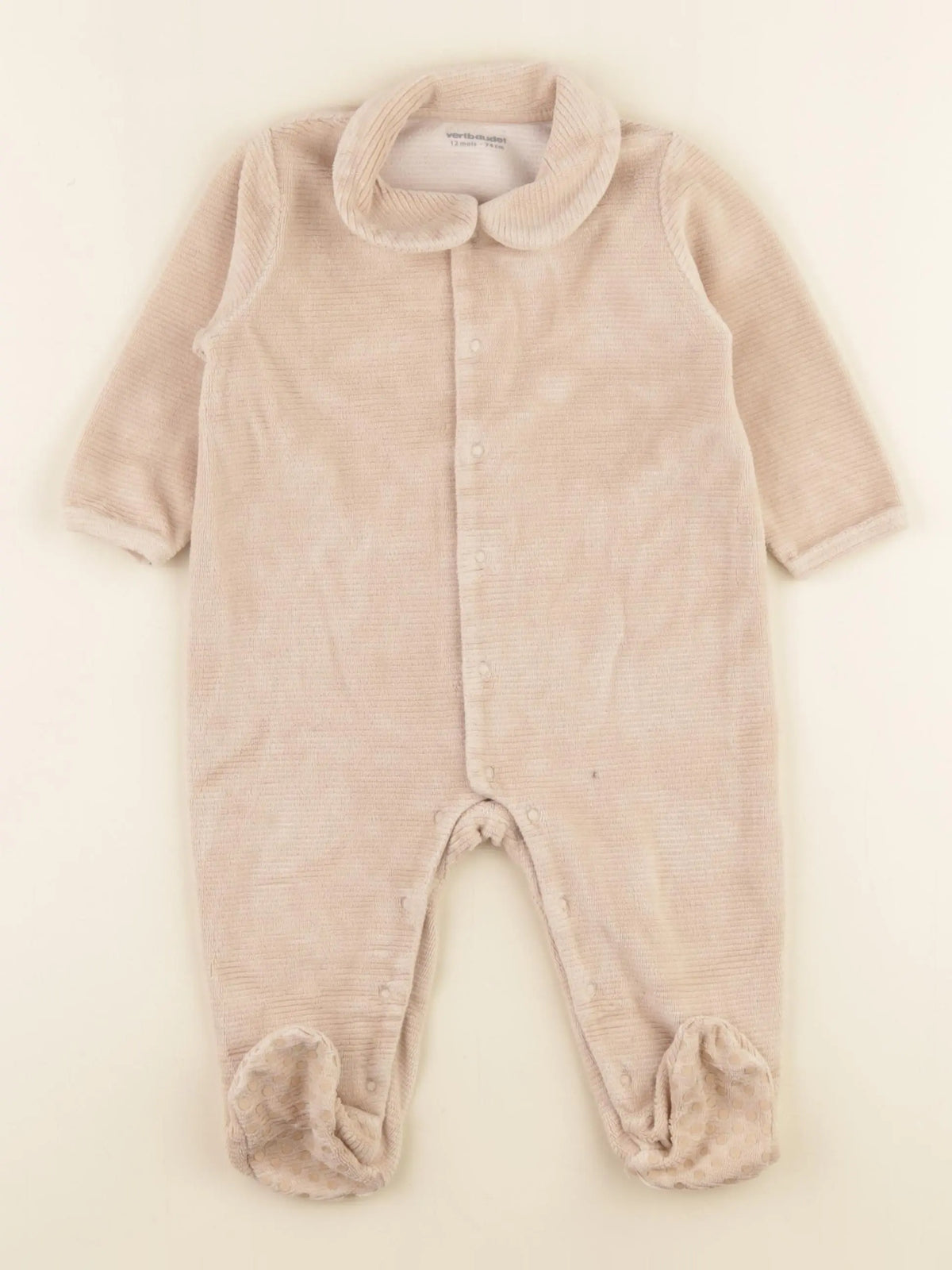 Vertbaudet - pyjama velours beige - 12 mois