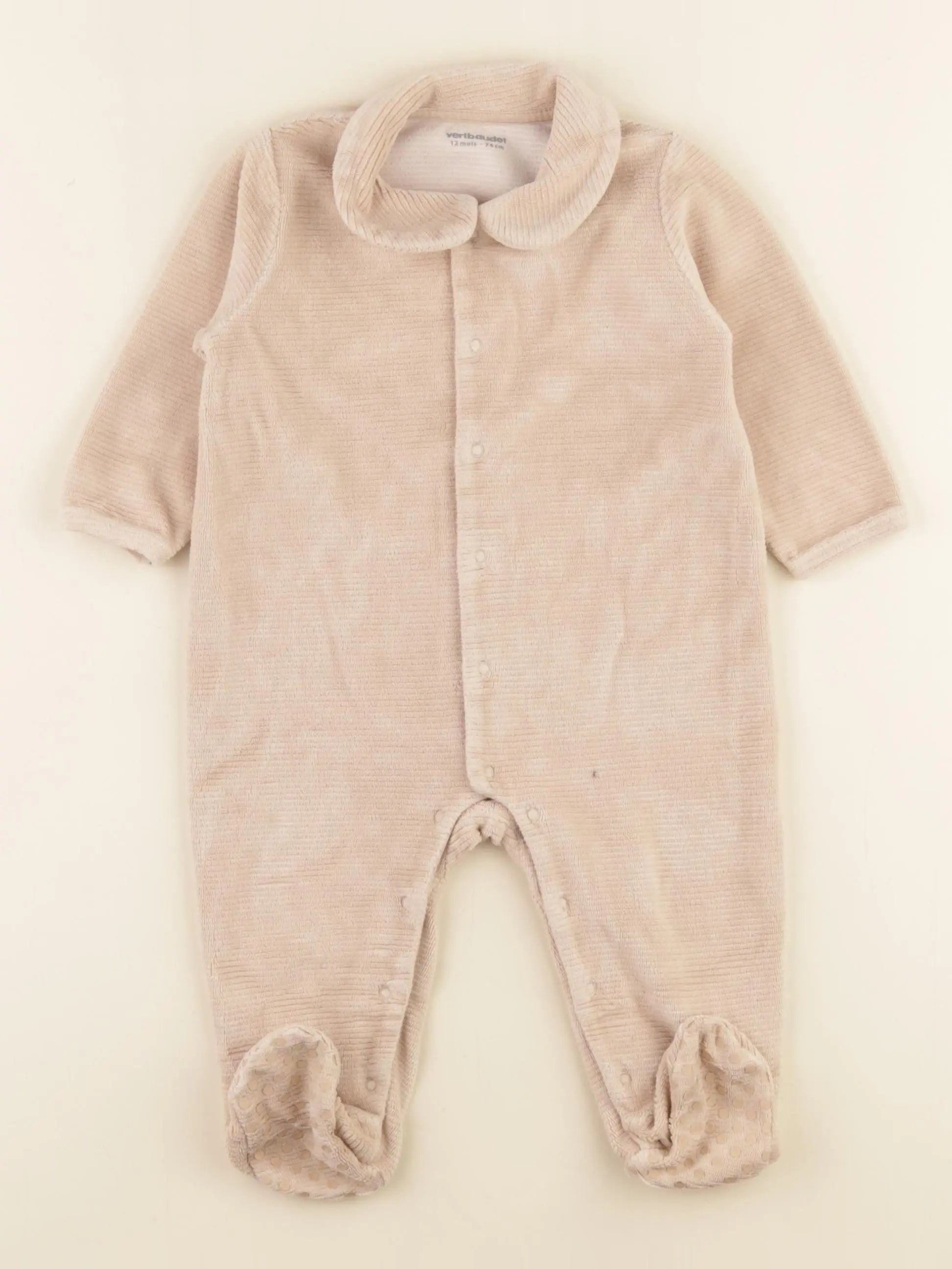 Vertbaudet - pyjama velours beige - 12 mois