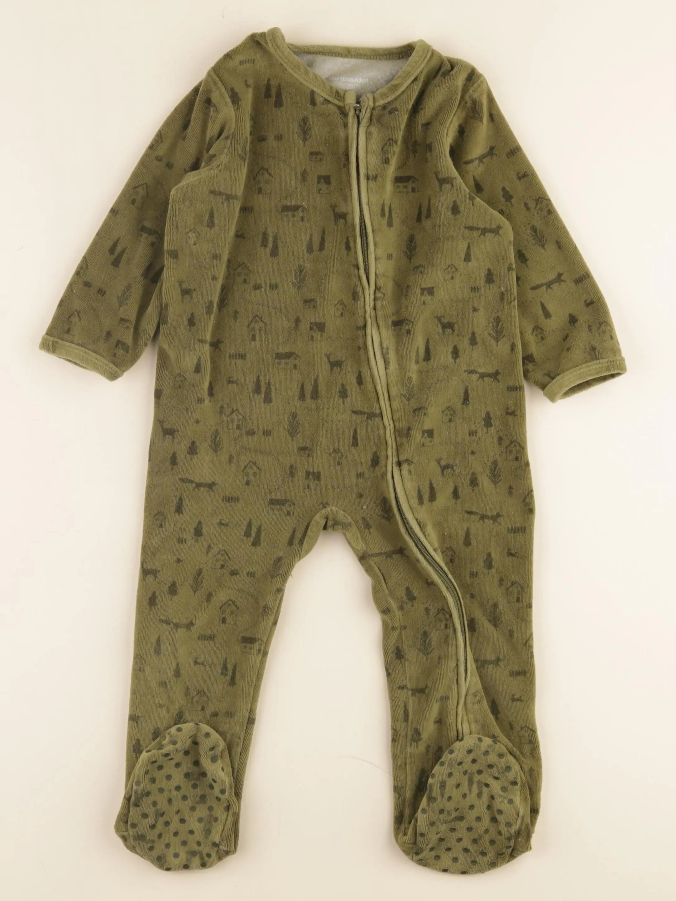 Vertbaudet - pyjama velours vert - 2 ans