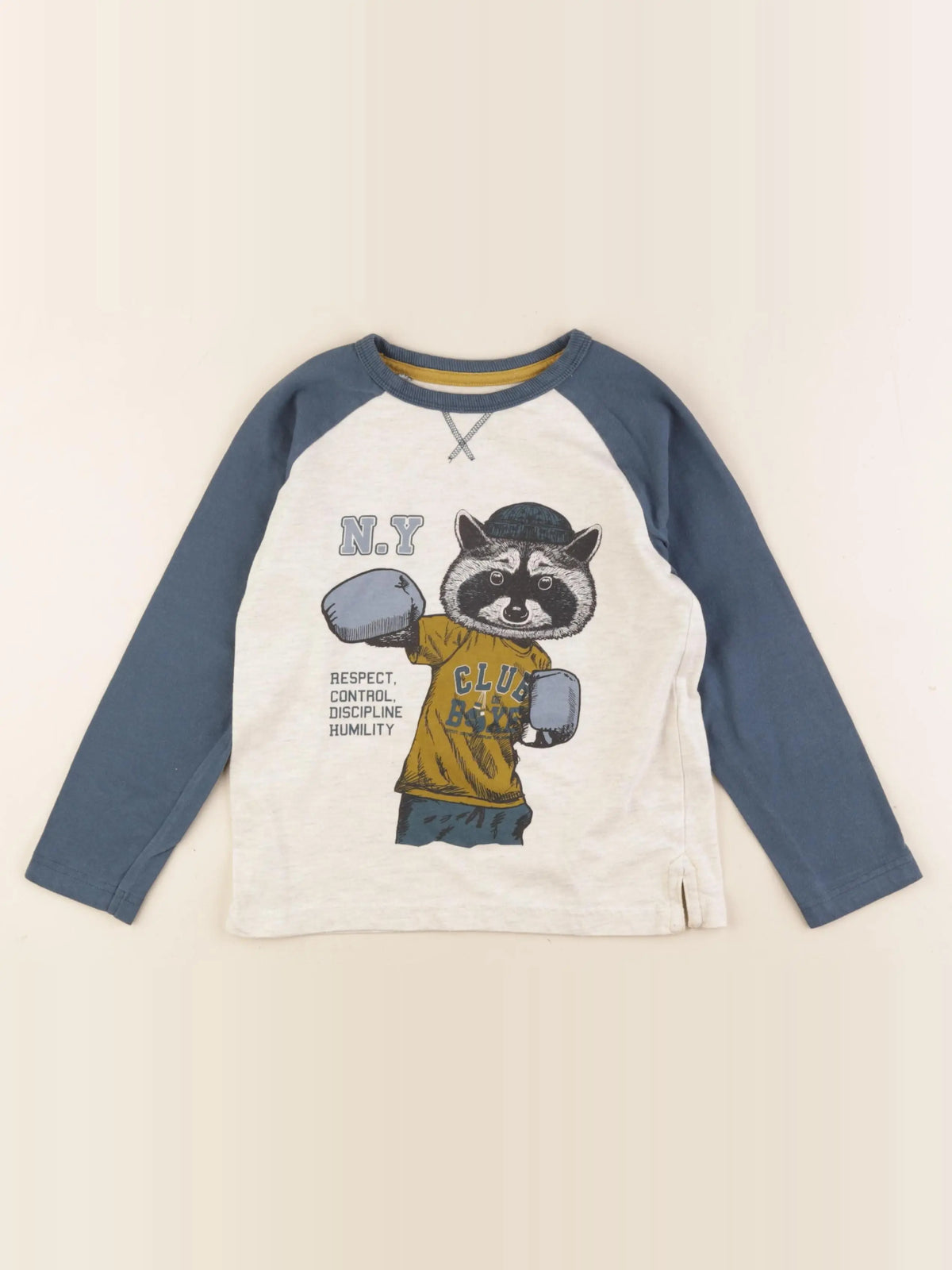 Vertbaudet - tee-shirt beige, bleu - 6 ans