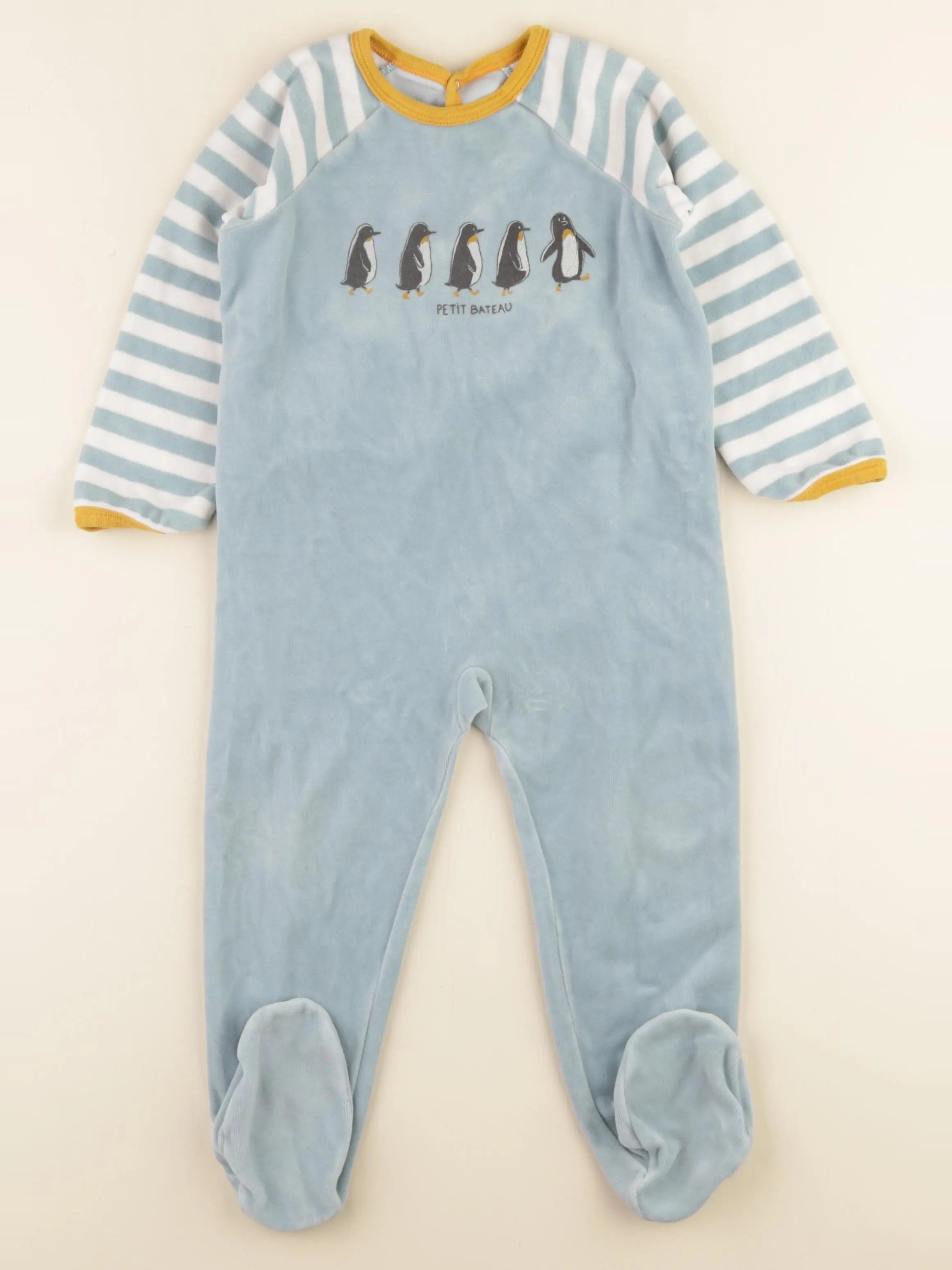 Petit Bateau - pyjama velours bleu - 36 mois