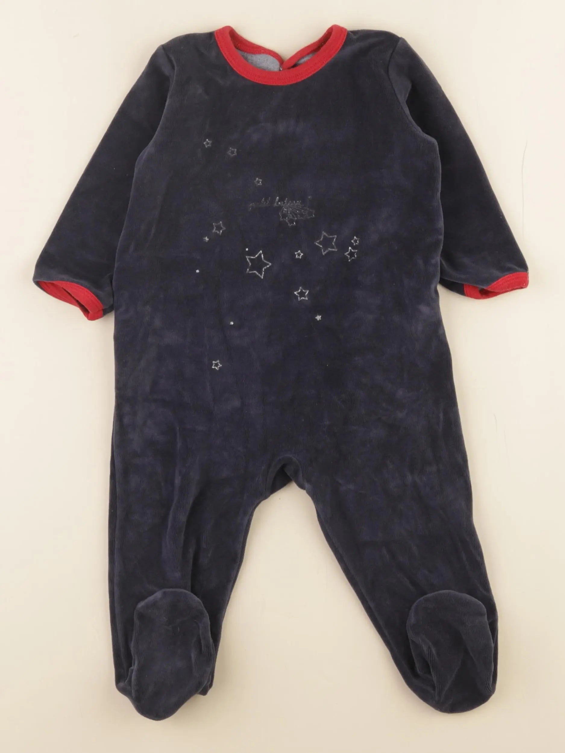 Petit Bateau - pyjama velours bleu - 12 mois