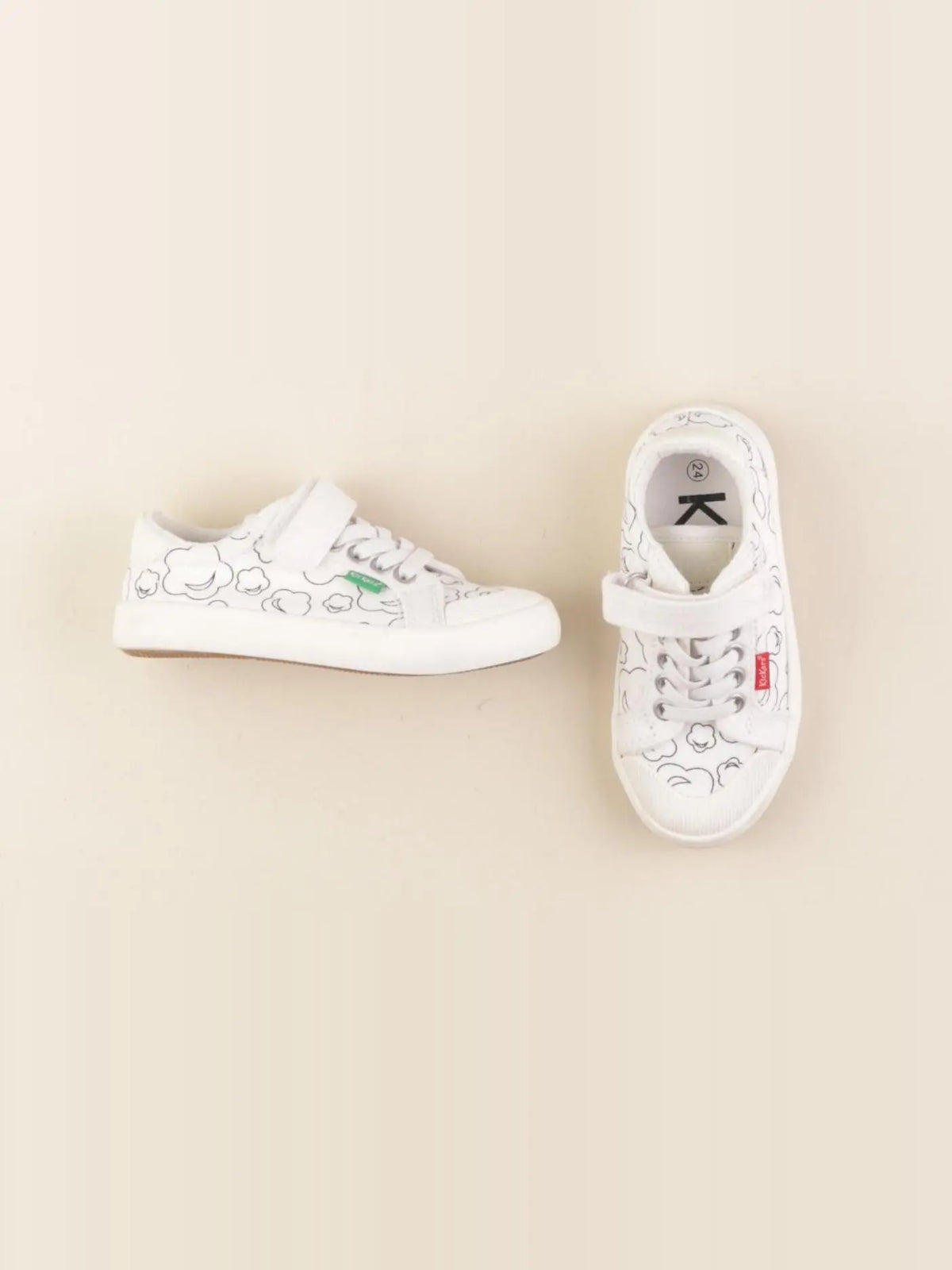 Kickers - tennis à scratch/ lacets blanc - pointure 24