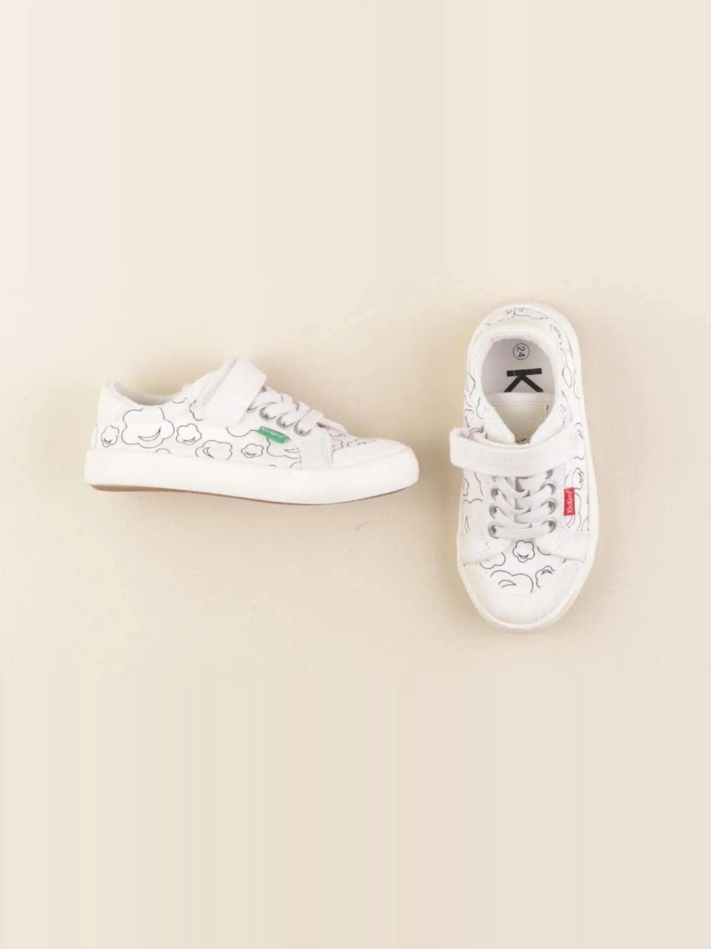 Kickers - tennis à scratch/ lacets blanc - pointure 24