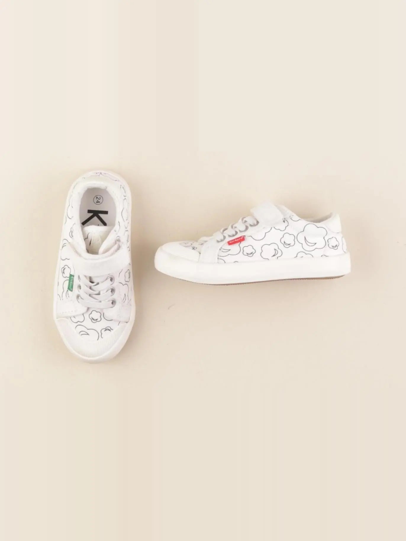 Kickers - tennis à scratch/ lacets blanc - pointure 24