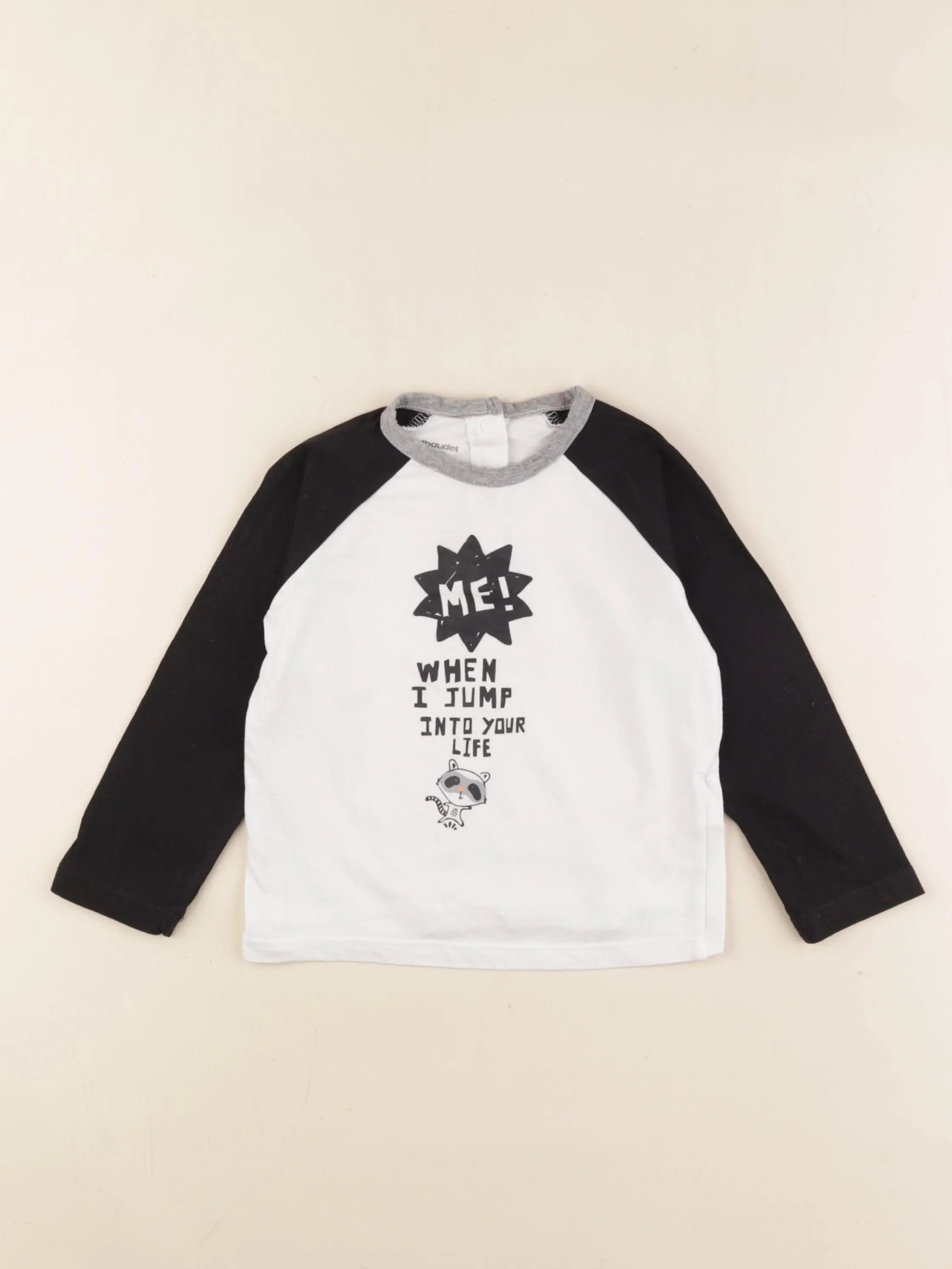 Vertbaudet - tee-shirt beige, noir - 2 ans