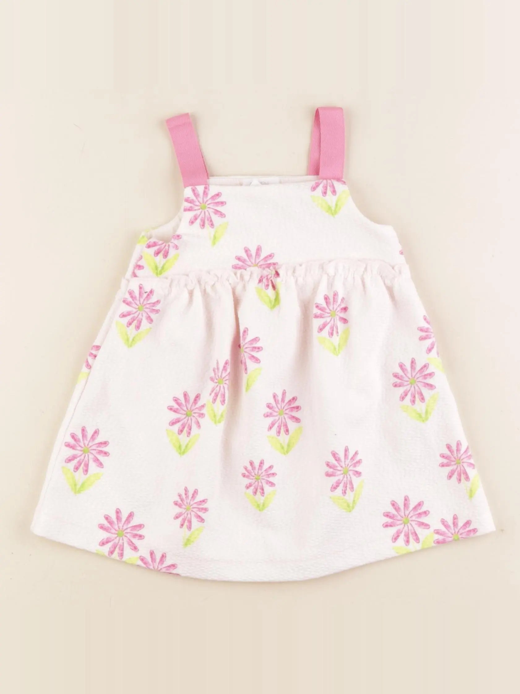 Zara - robe blanc, rose - 6/9 mois