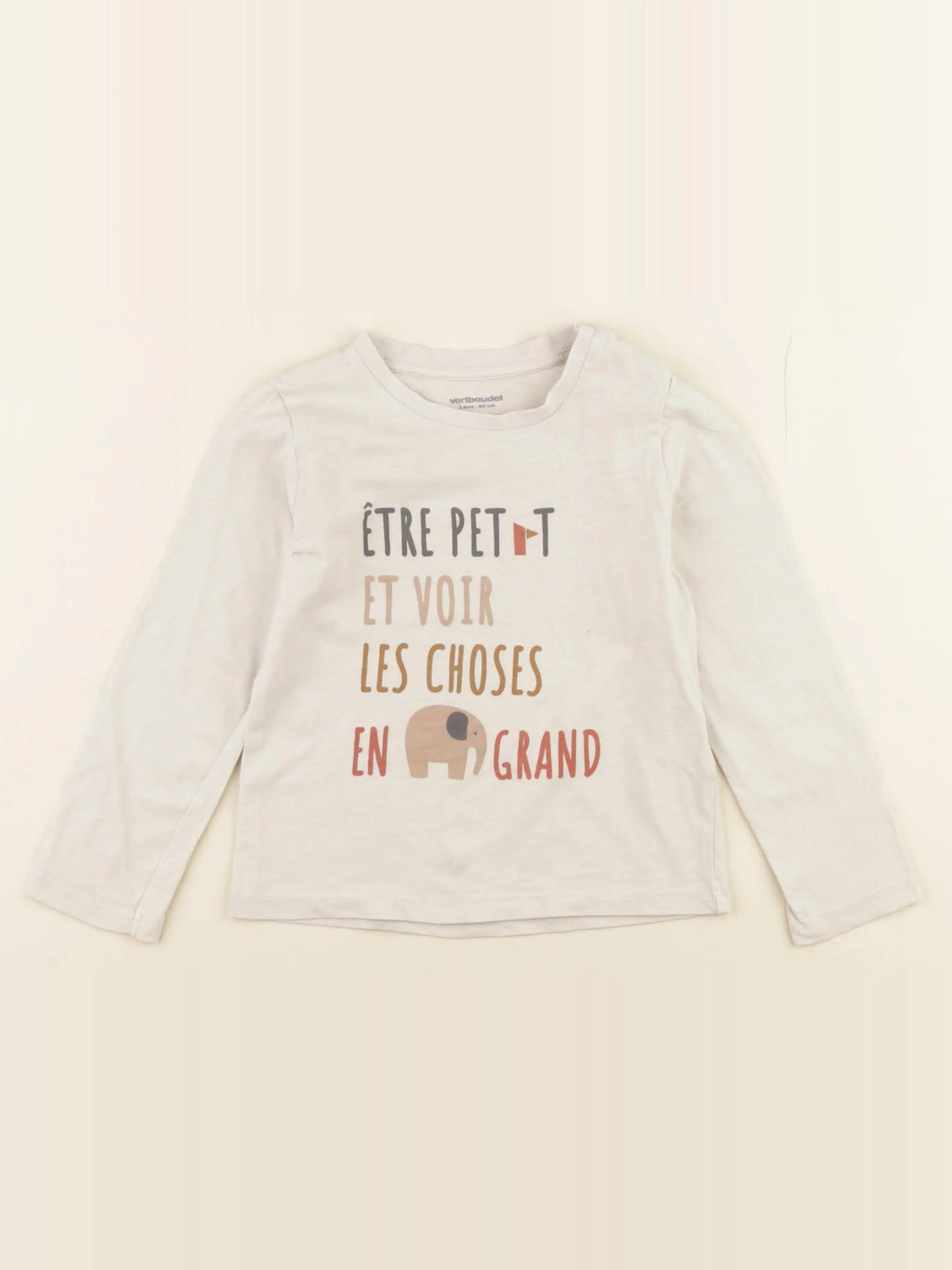 Vertbaudet - tee-shirt beige - 3 ans