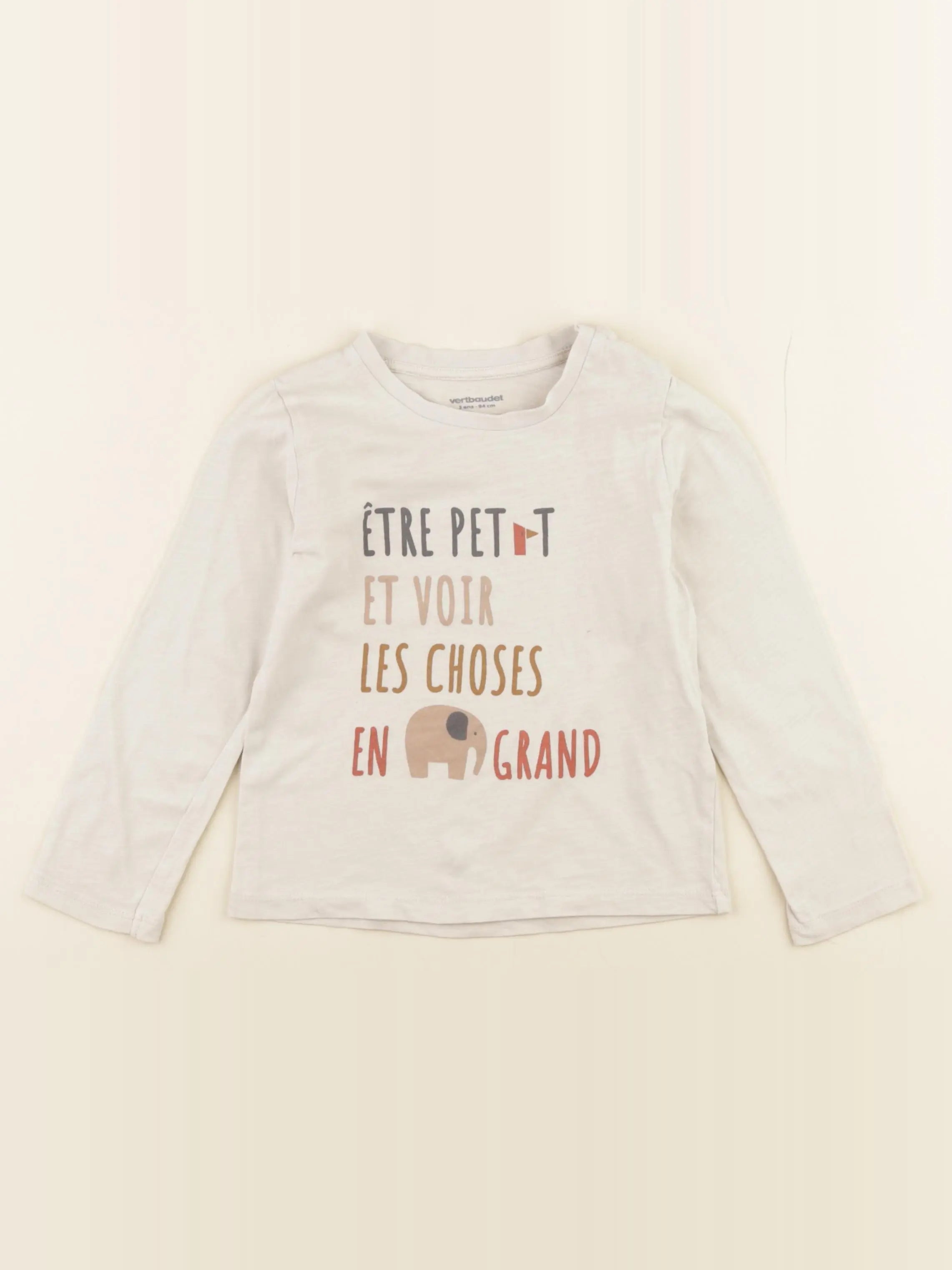 Vertbaudet - tee-shirt beige - 3 ans