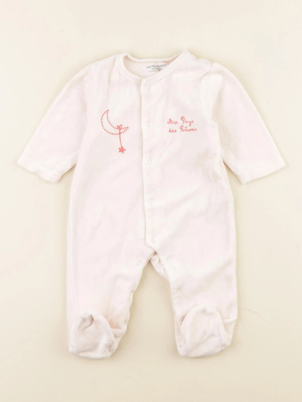 Vertbaudet - pyjama velours rose - 3 mois