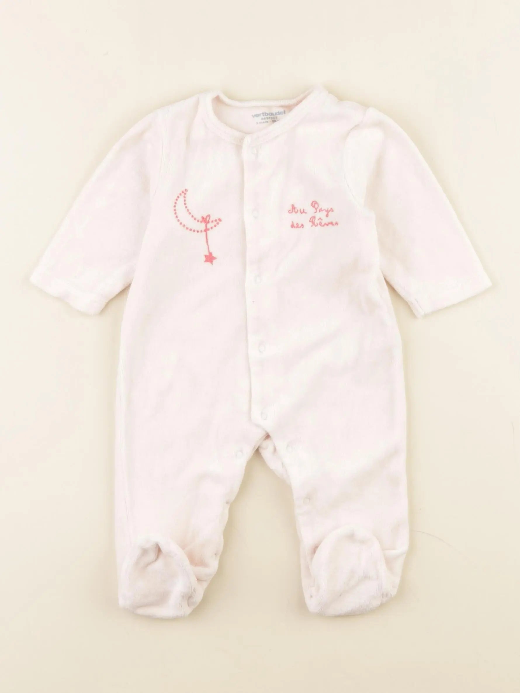 Vertbaudet - pyjama velours rose - 3 mois