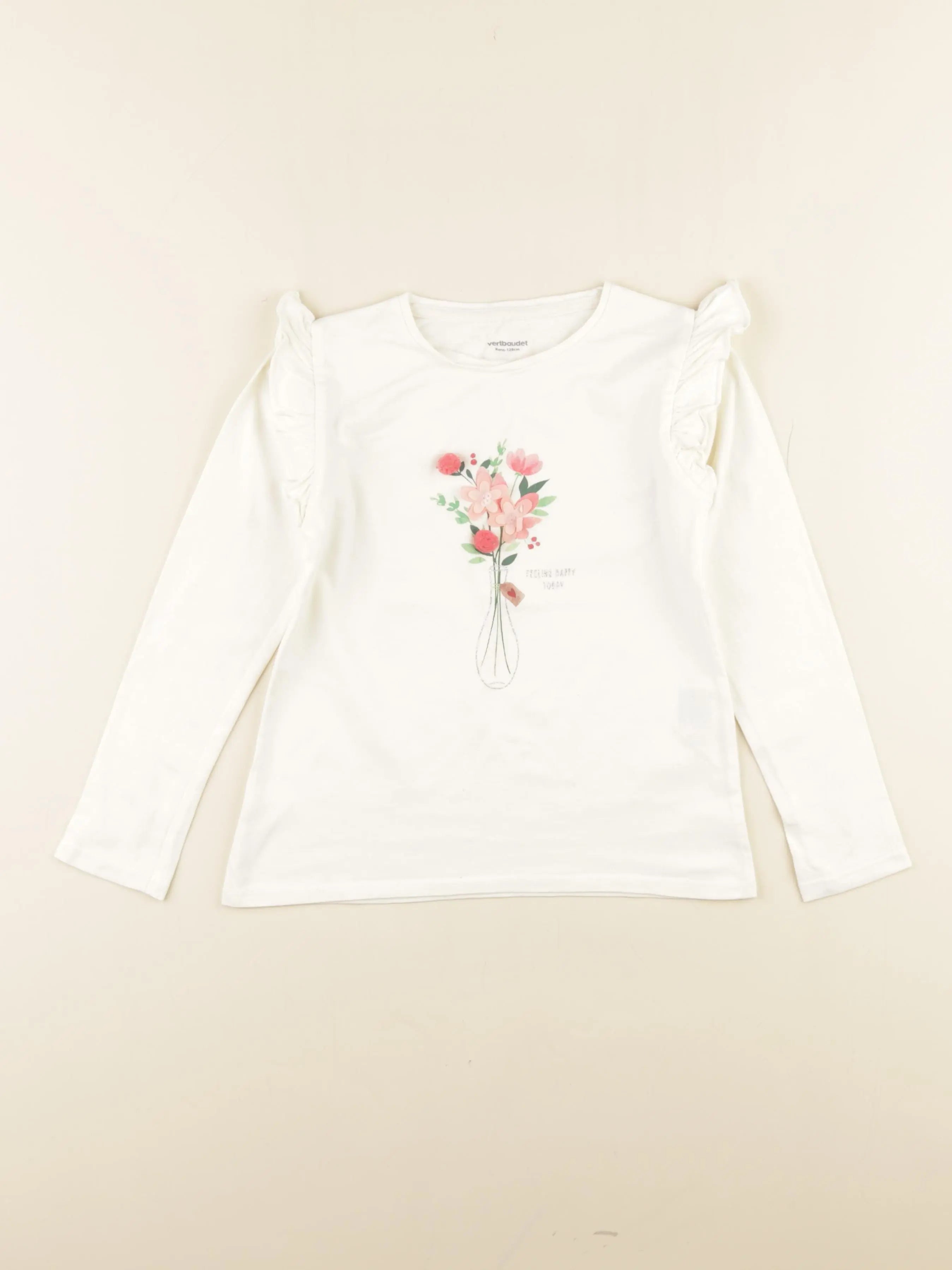 Vertbaudet - tee-shirt blanc - 8 ans