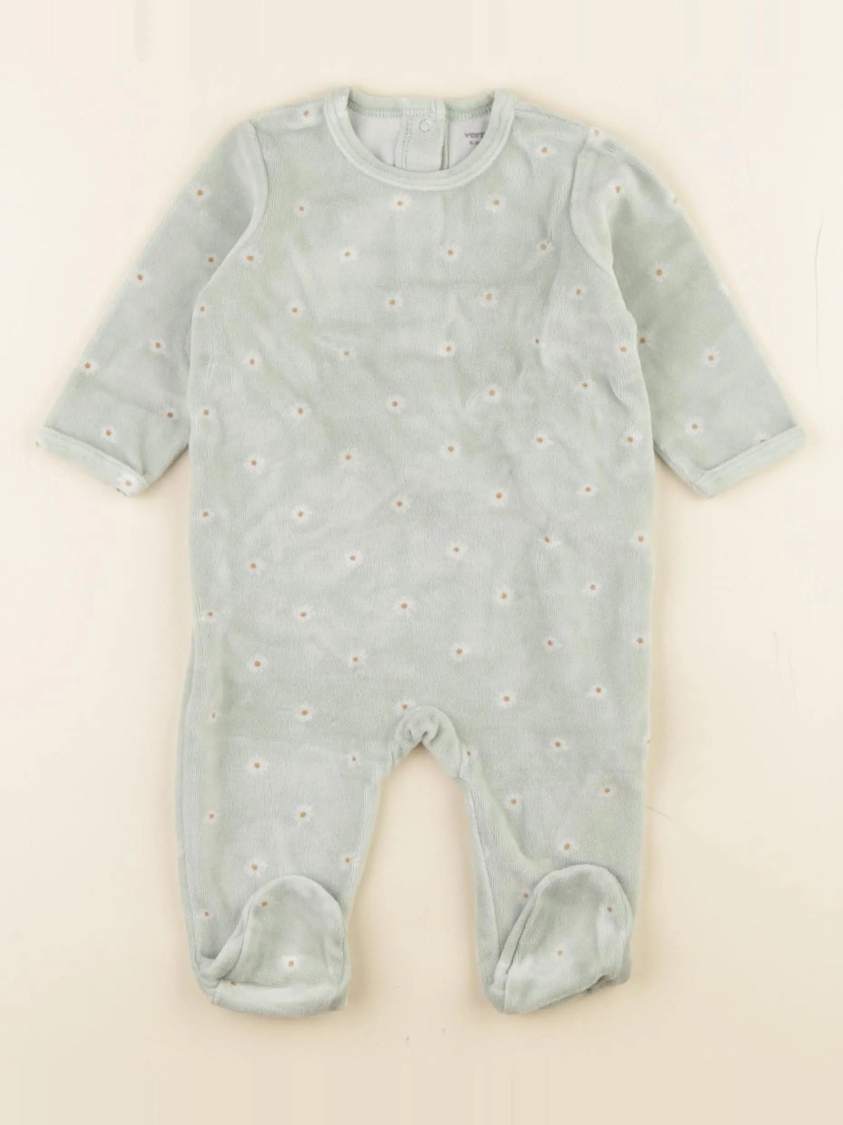 Vertbaudet - pyjama velours vert - 6 mois