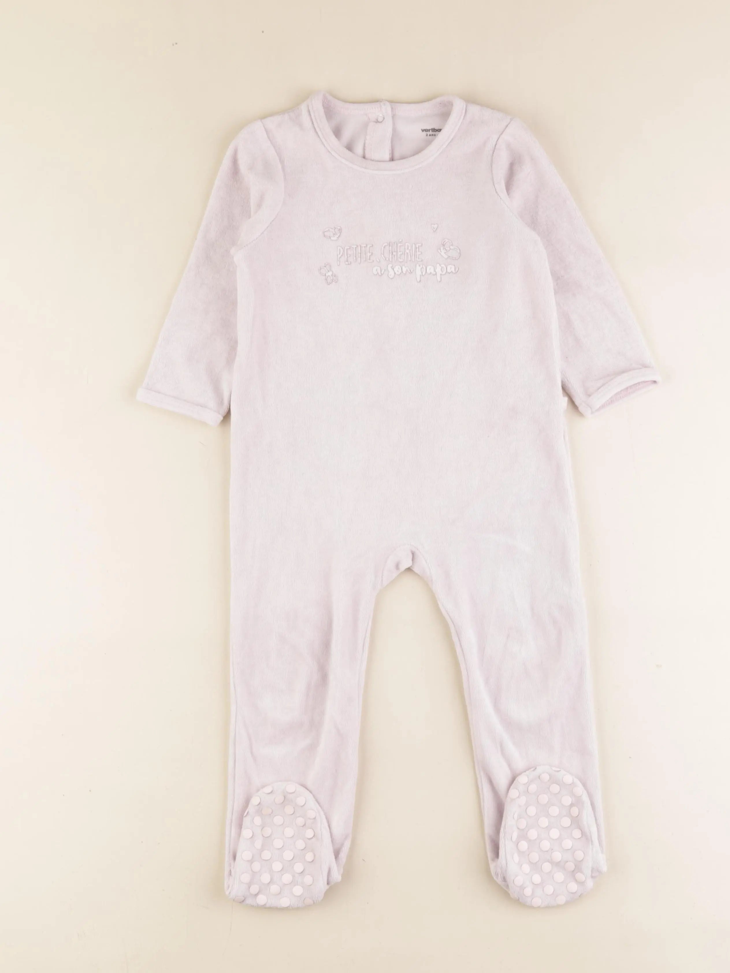 Vertbaudet - pyjama velours rose - 2 ans