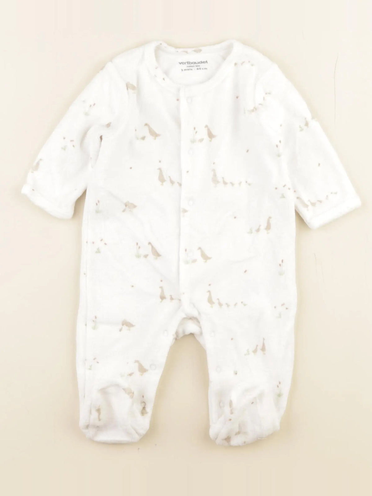 Vertbaudet - pyjama velours blanc - 3 mois