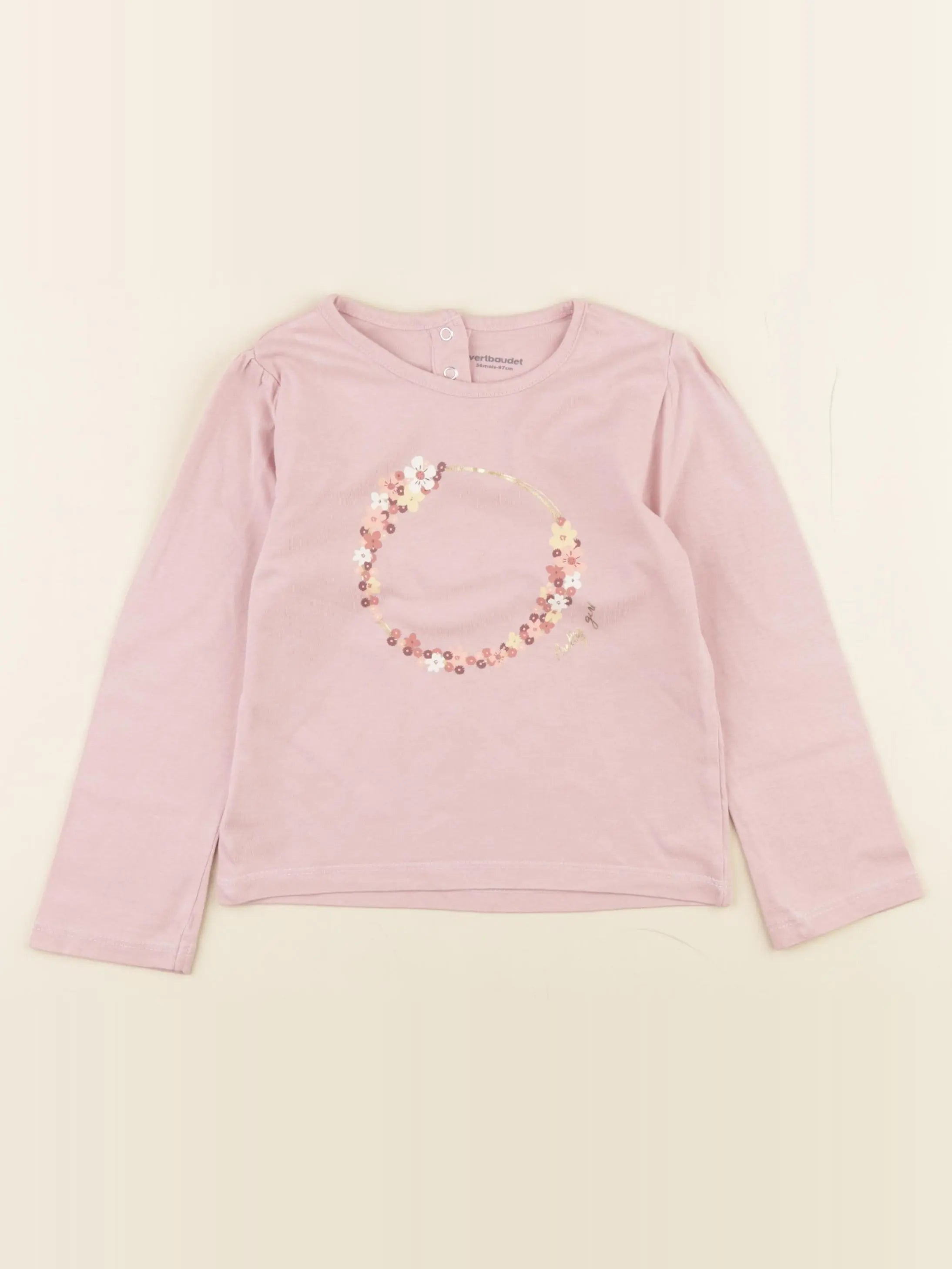 Vertbaudet - tee-shirt or, rose - 36 mois