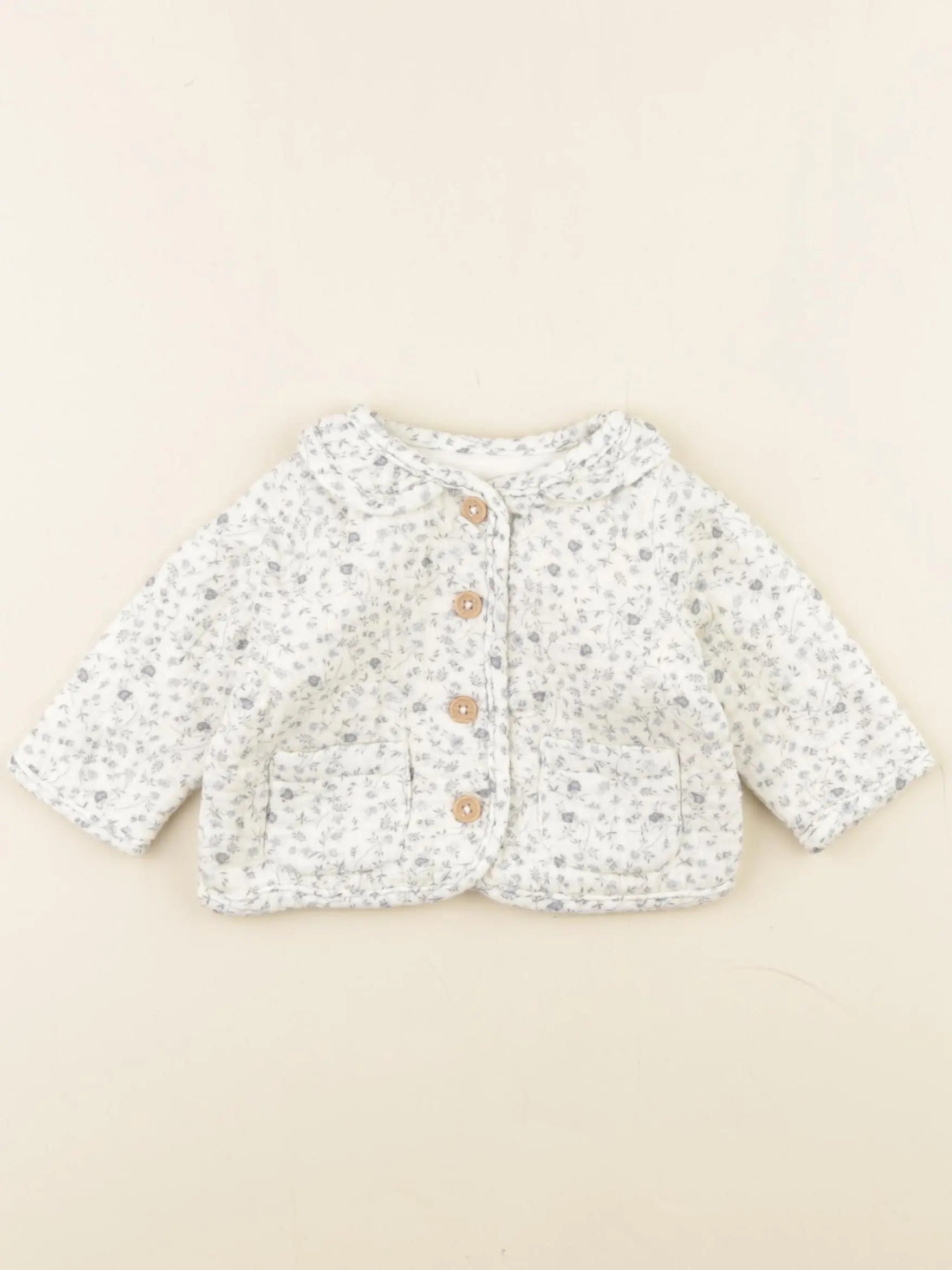 Vertbaudet - veste blanc, bleu - 1 mois