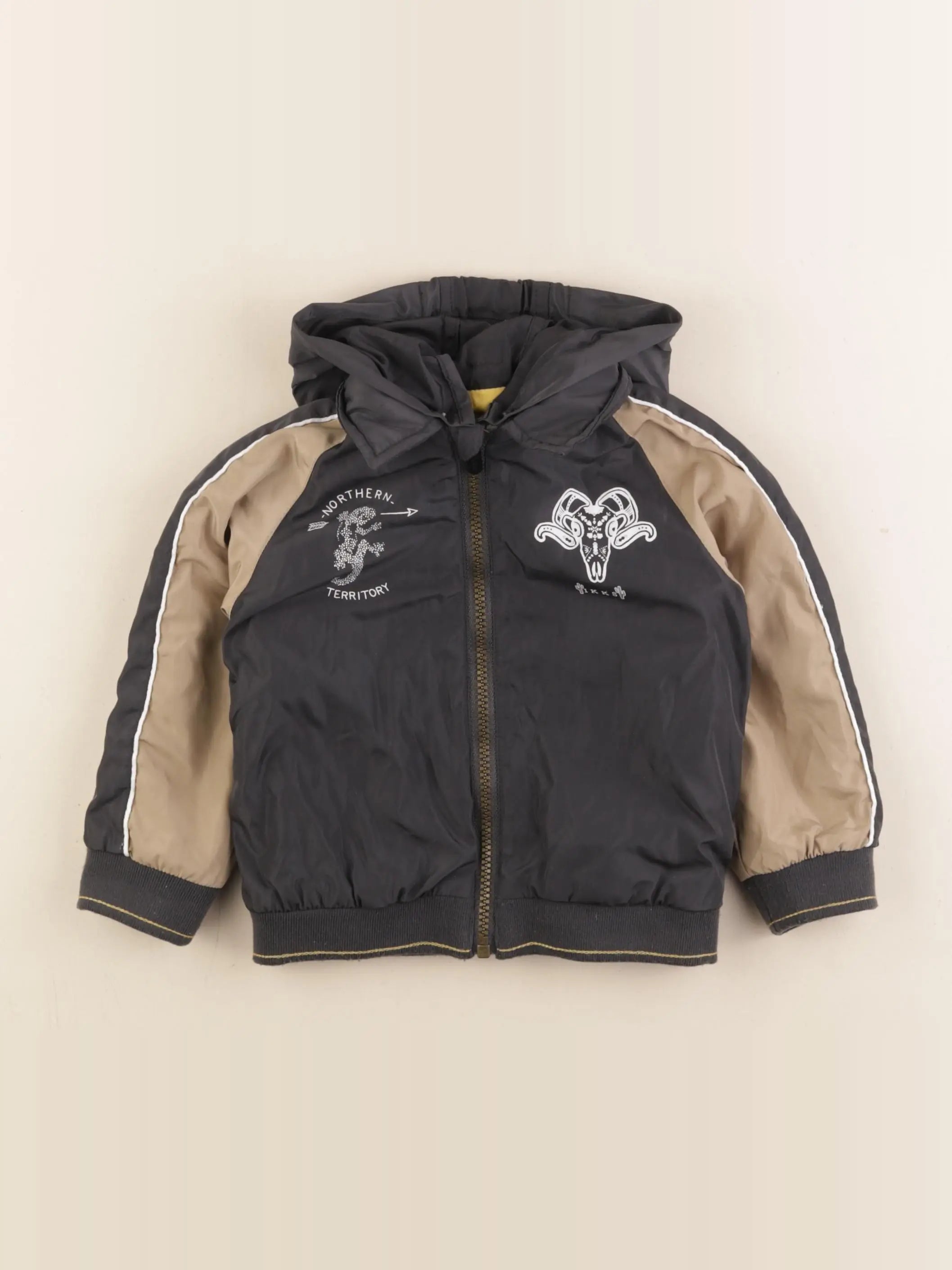IKKS - veste doublé marron, gris - 2 ans
