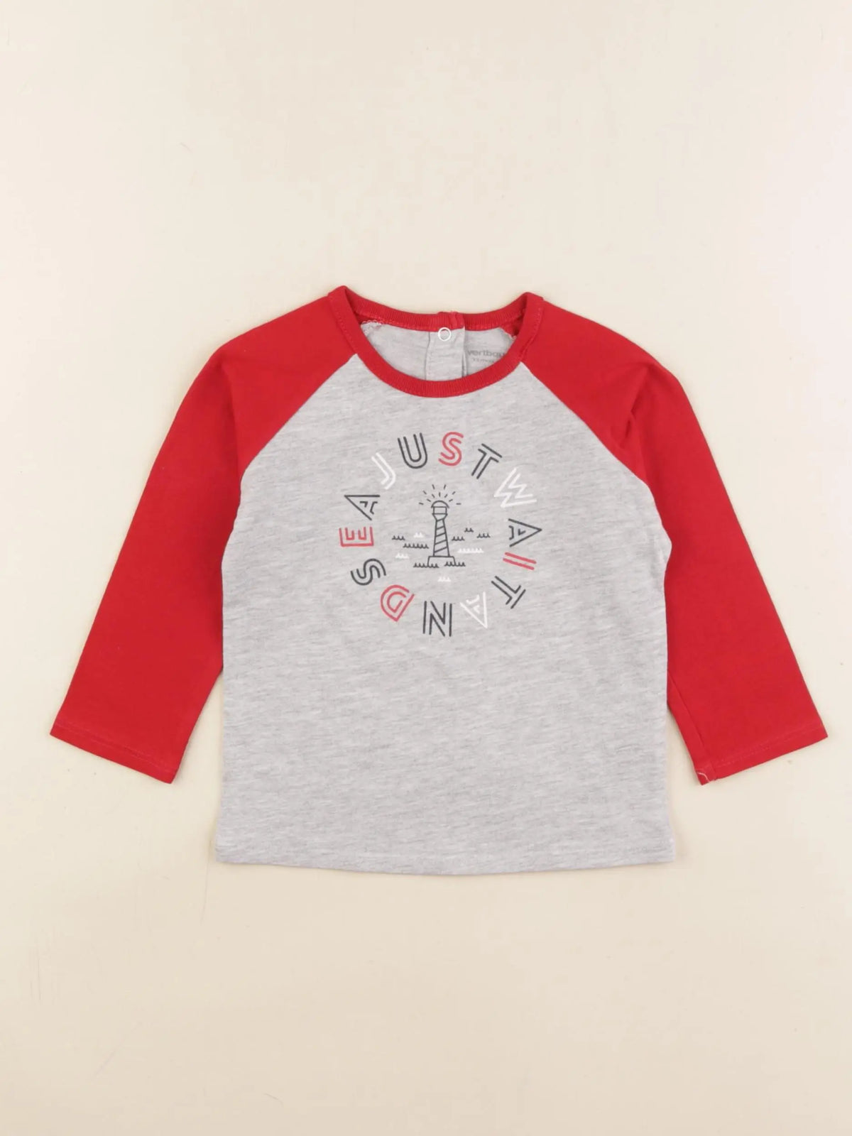 Vertbaudet - tee-shirt gris, rouge - 12 mois