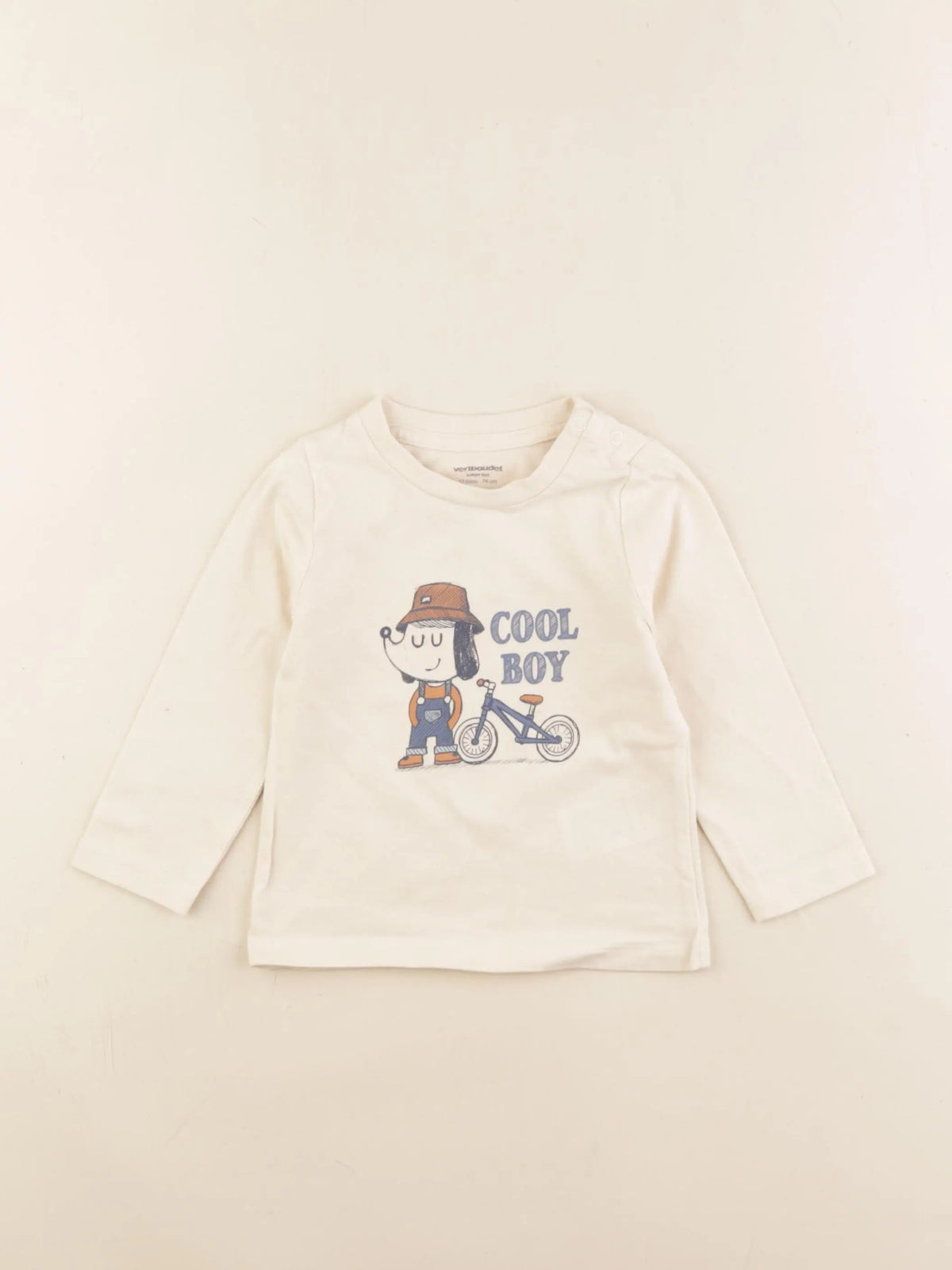 Vertbaudet - tee-shirt beige - 12 mois