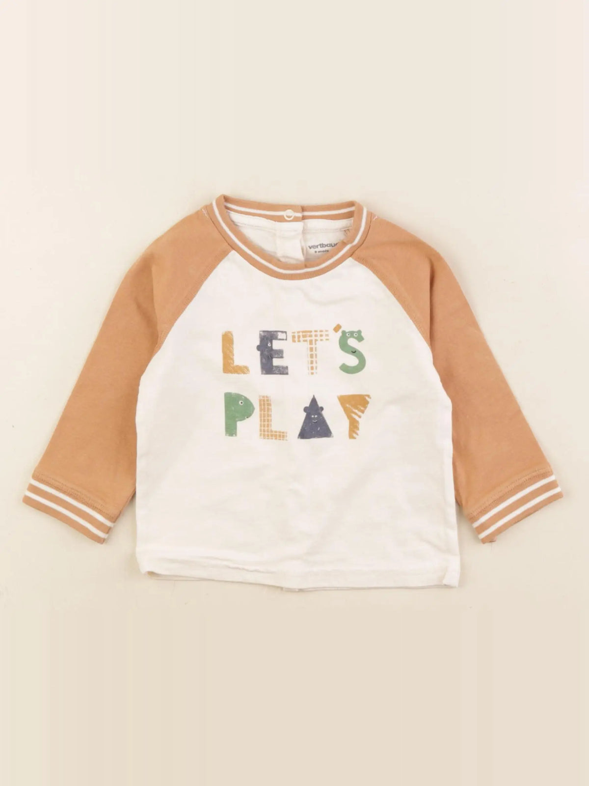 Vertbaudet - tee-shirt beige, marron - 9 mois